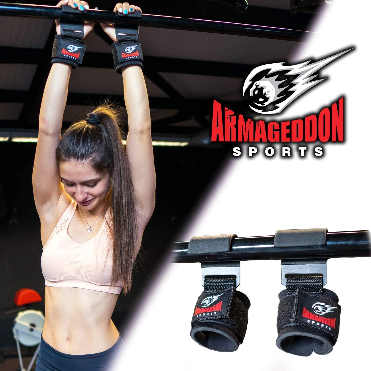 Armageddon Sports Premium Weight Lifting Wrist Hooks Straps for Maximum