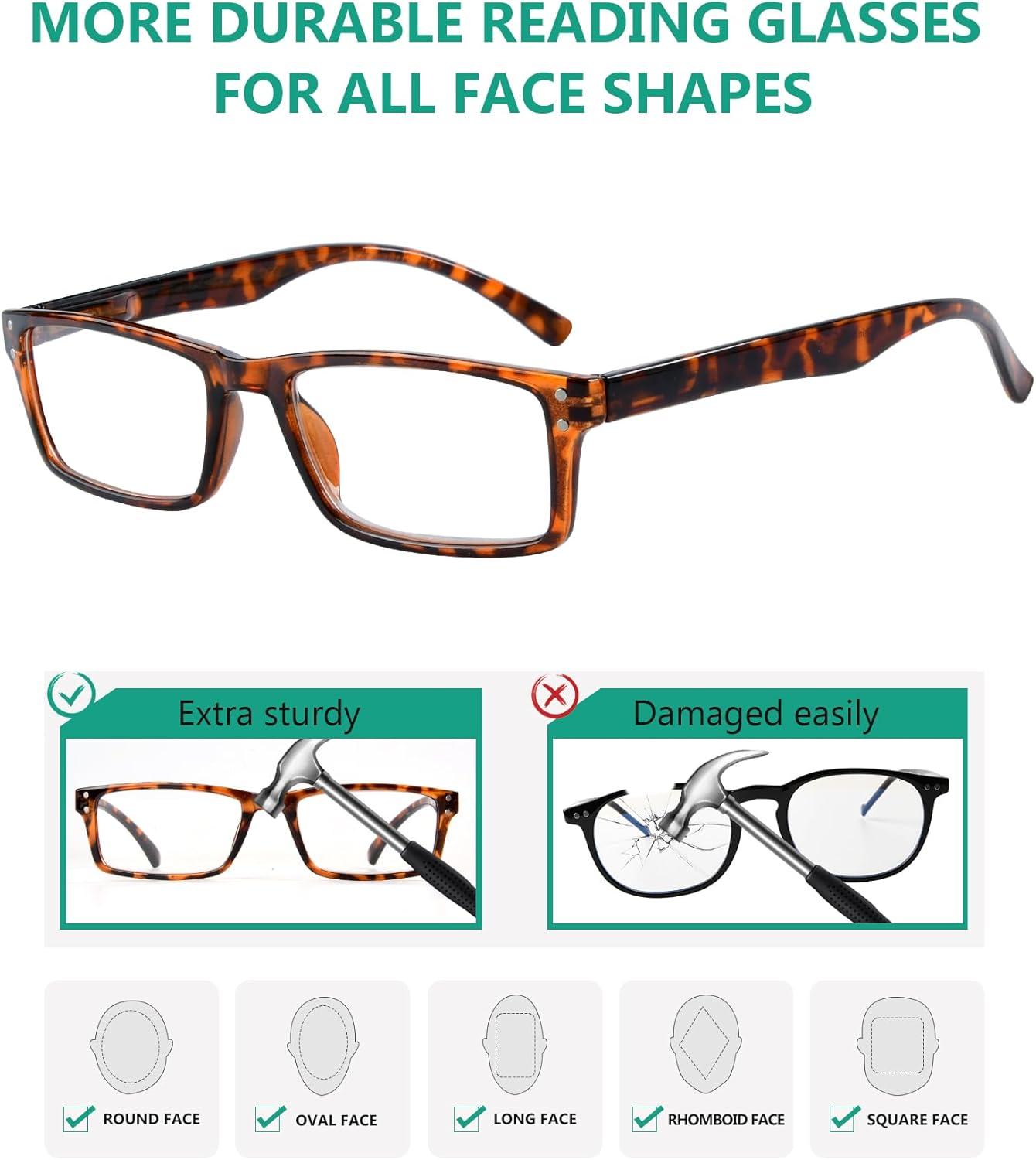 Eyekepper Spring Hinge Retro Reading Glasses 5-Pack Mix Sunshine