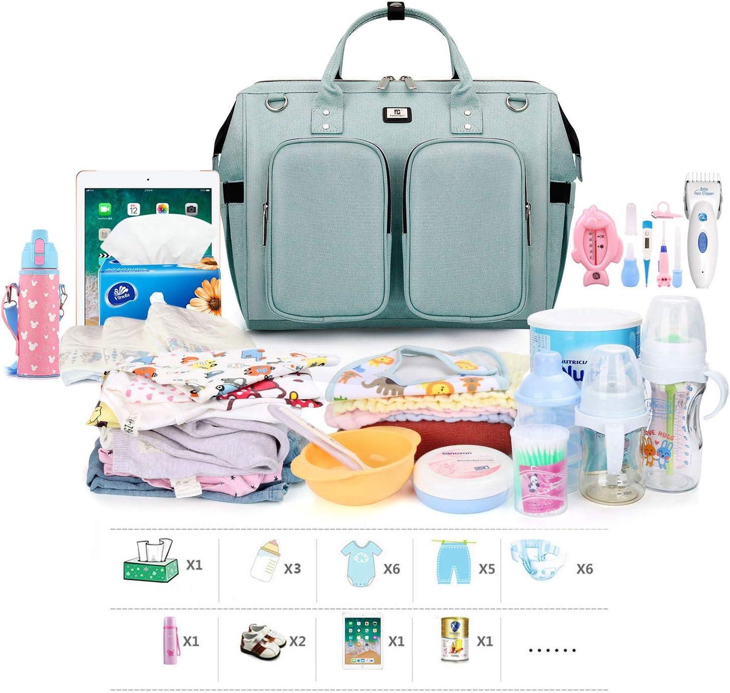 Pomelo Best Baby Changing Bag with Pram Clips and Changing Mat Mint