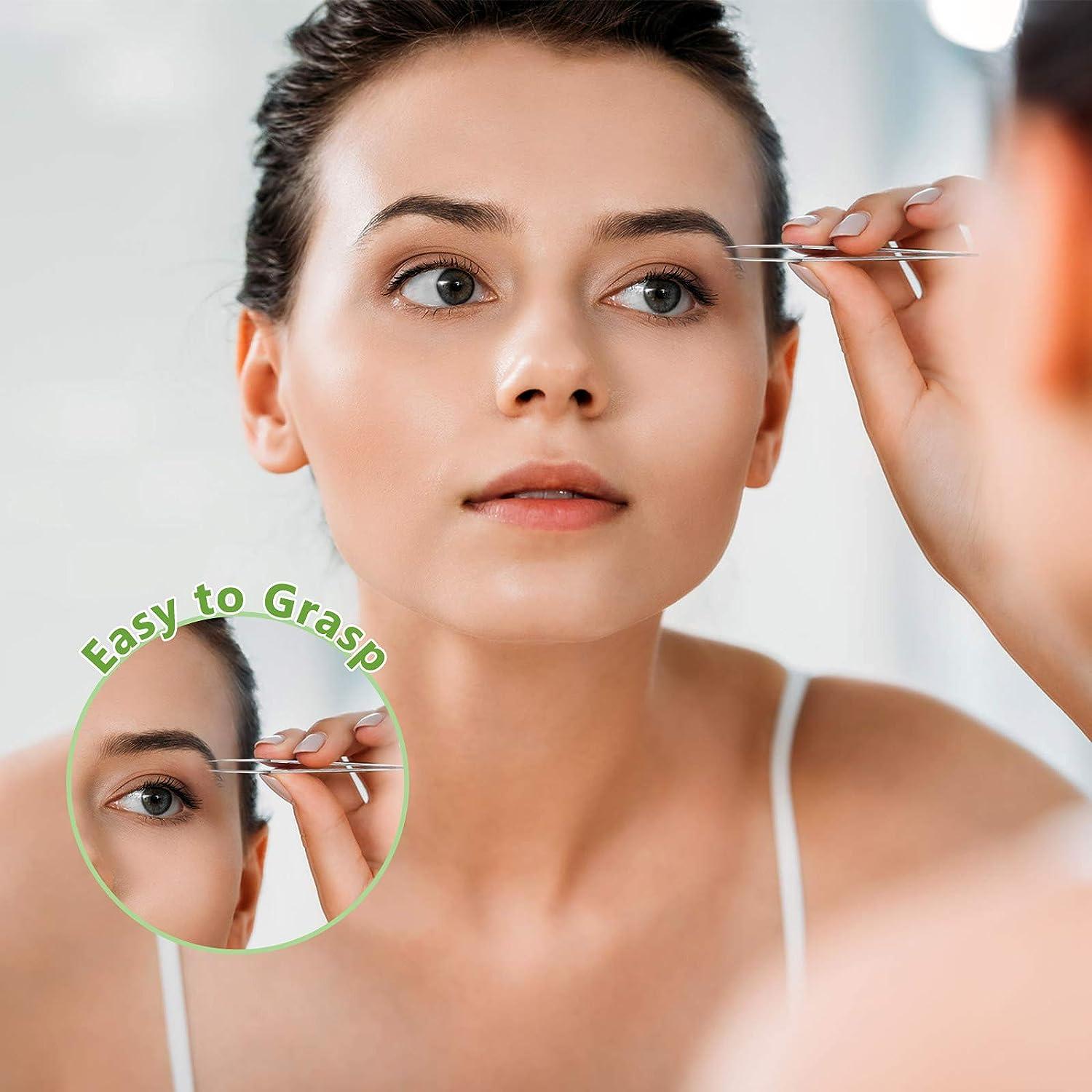 Super Sharp Pointed Tweezers Precision Fine Point Tip Ingrown Hair Removal Kit - Extra Thin Stainless Facial Hair Remover For Face