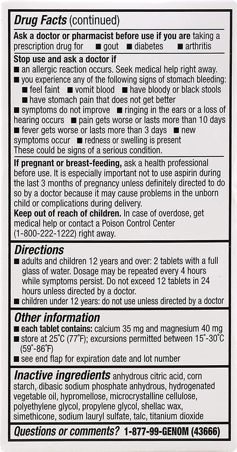 BUFFERIN Aspirin Pain Reliever/Fever Reducer Coated Tablets, 325mg, 130