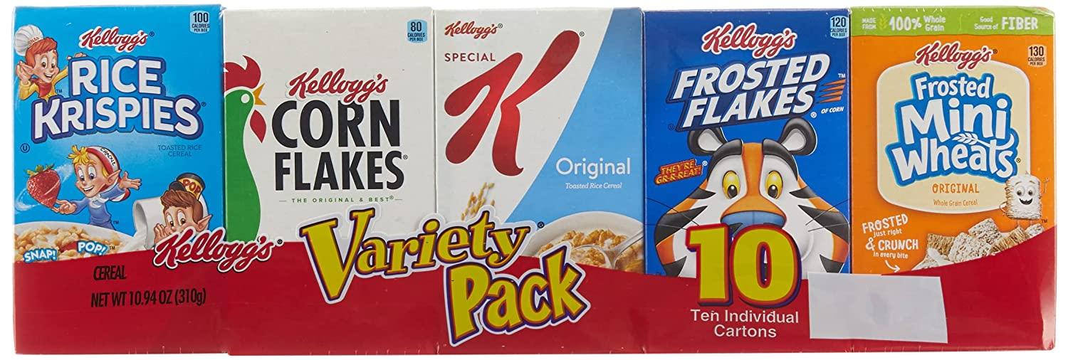 Kellogg's Corn Flakes Special K Assorted Variety Pack, 10 ct