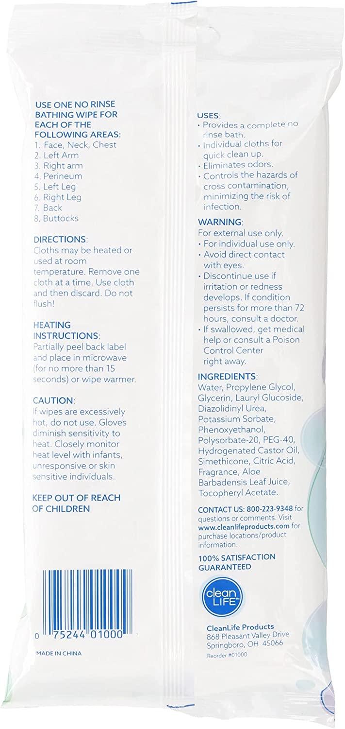 No-Rinse Bathing Wipes by Cleanlife Products (8 Pack ...