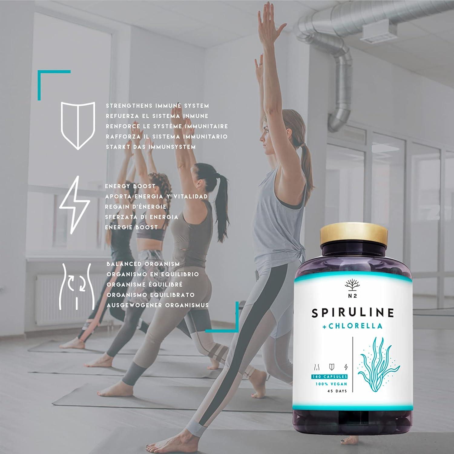 Chlorella Spirulina Tablets 1250mg Powerful Antioxidant Helps Immune System Reduces Fatigue