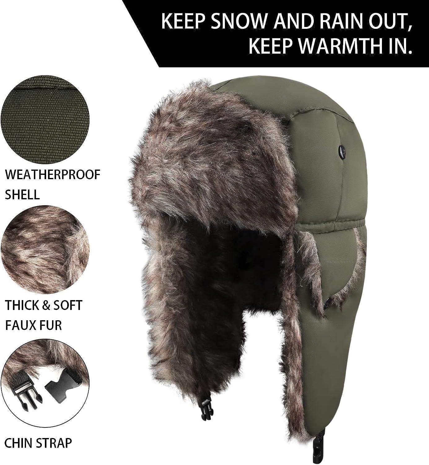Taslan Ushanka Trapper Hat - Faux Fur Lined Russian Style Warm