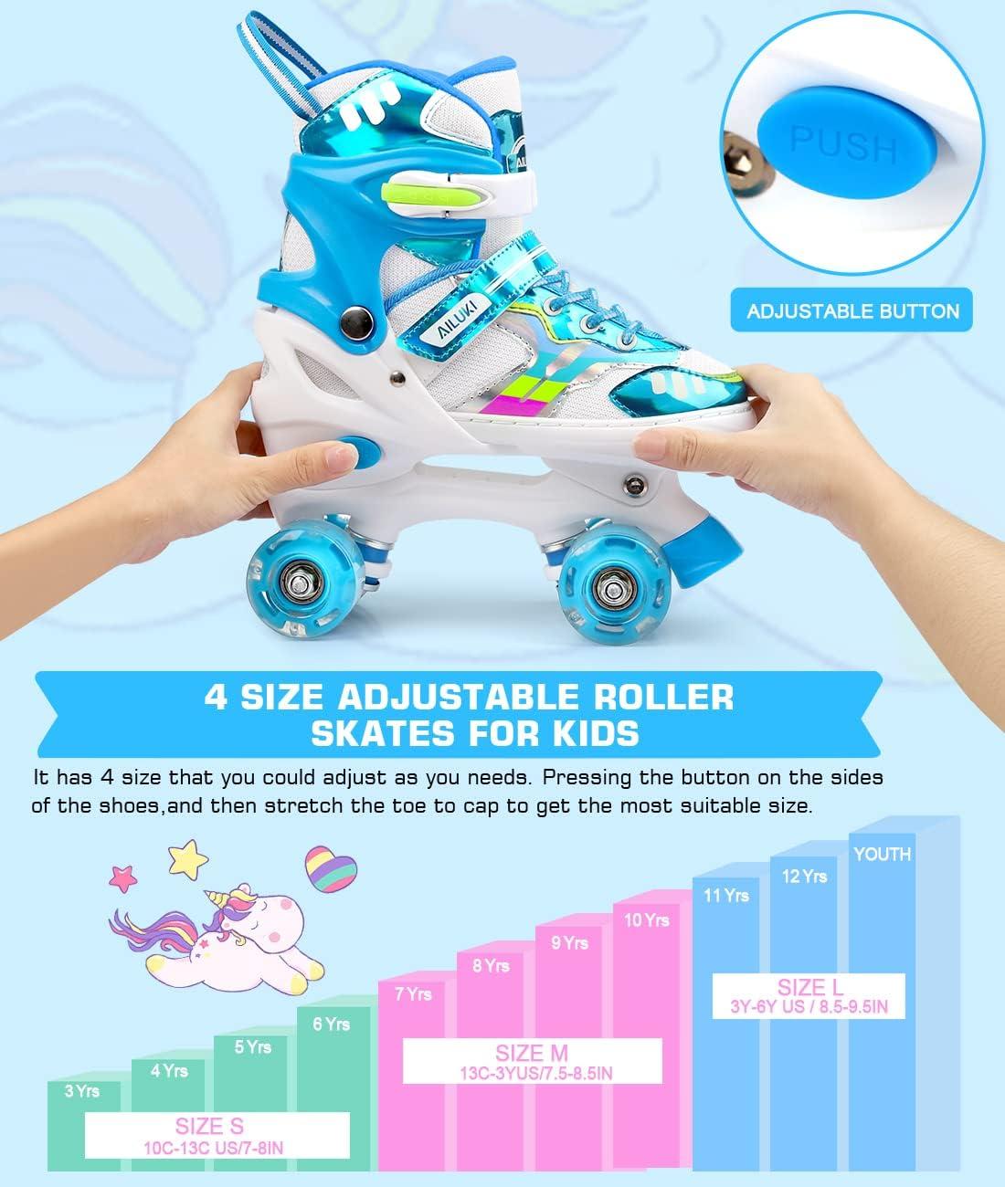 Roller Skates for Girls and Boys,4 Size Adjustable Kids Toddler Roller