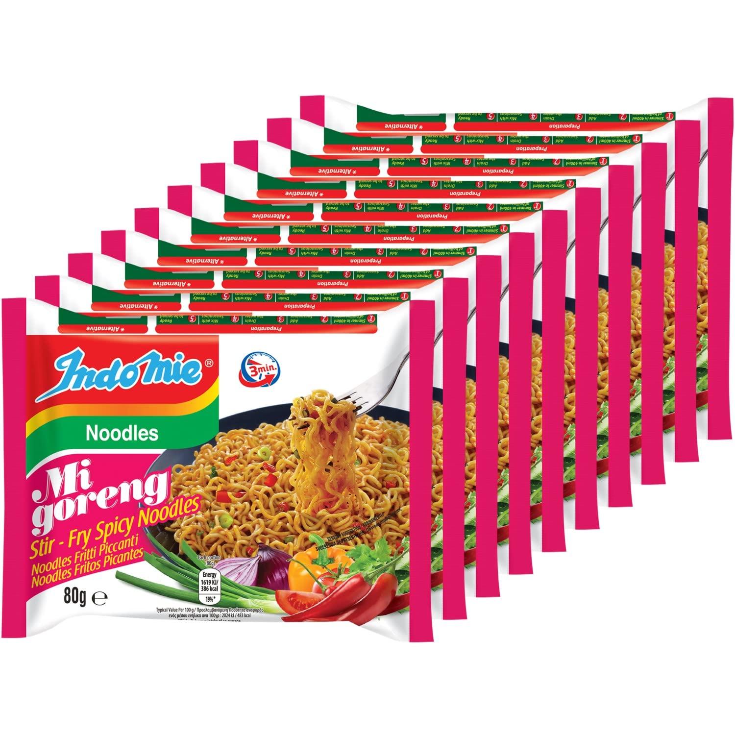 Indomie Mi Goreng Instant Stir Fry Noodles, Halal Certified, Hot