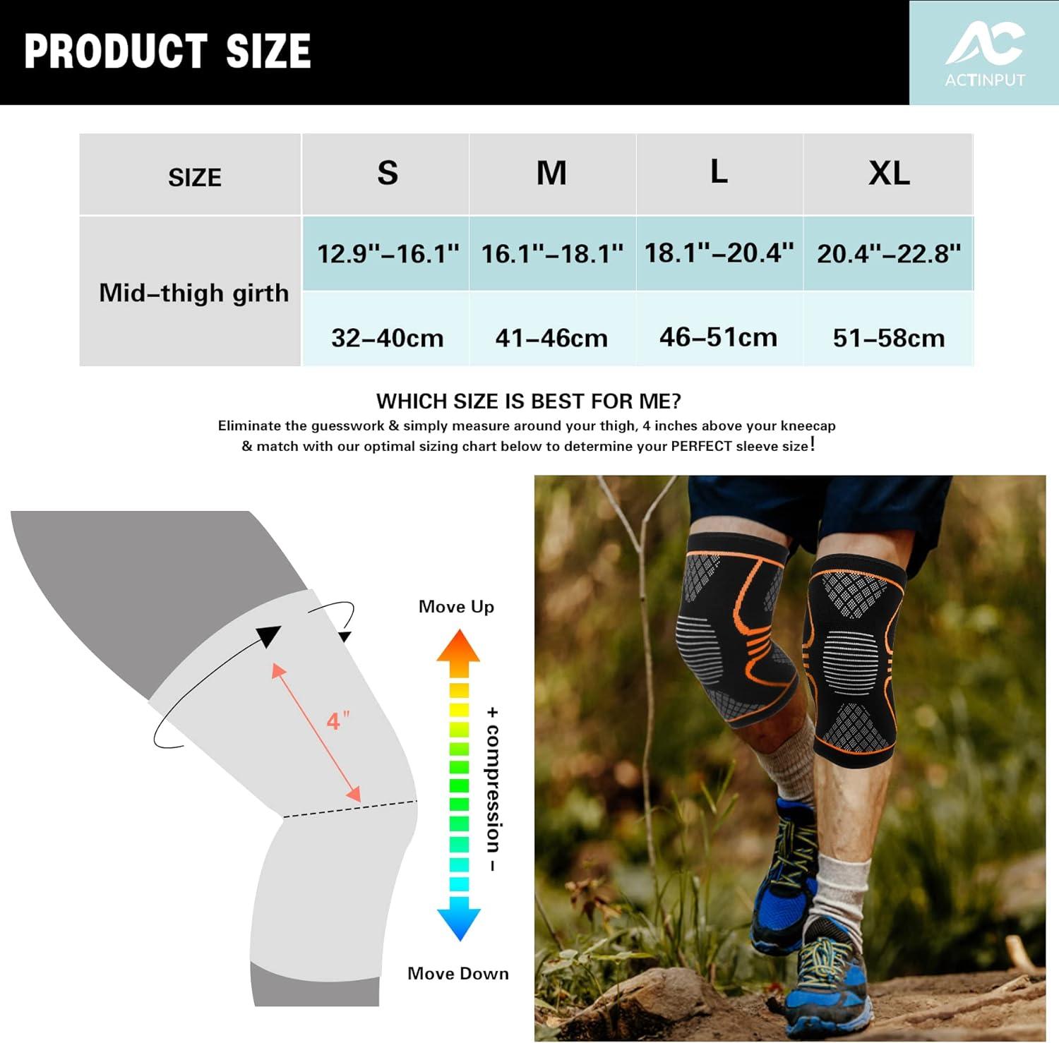 ACTINPUT 2 Pack Knee Braces for Knee Pain Men & Women - Best Knee