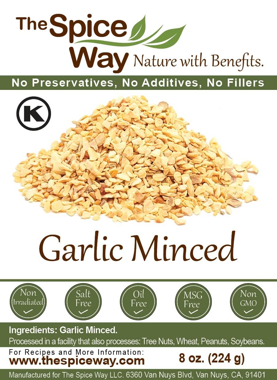 The Spice Way Minced Garlic 8 oz US Grown Dehydrated Garlic Flakes