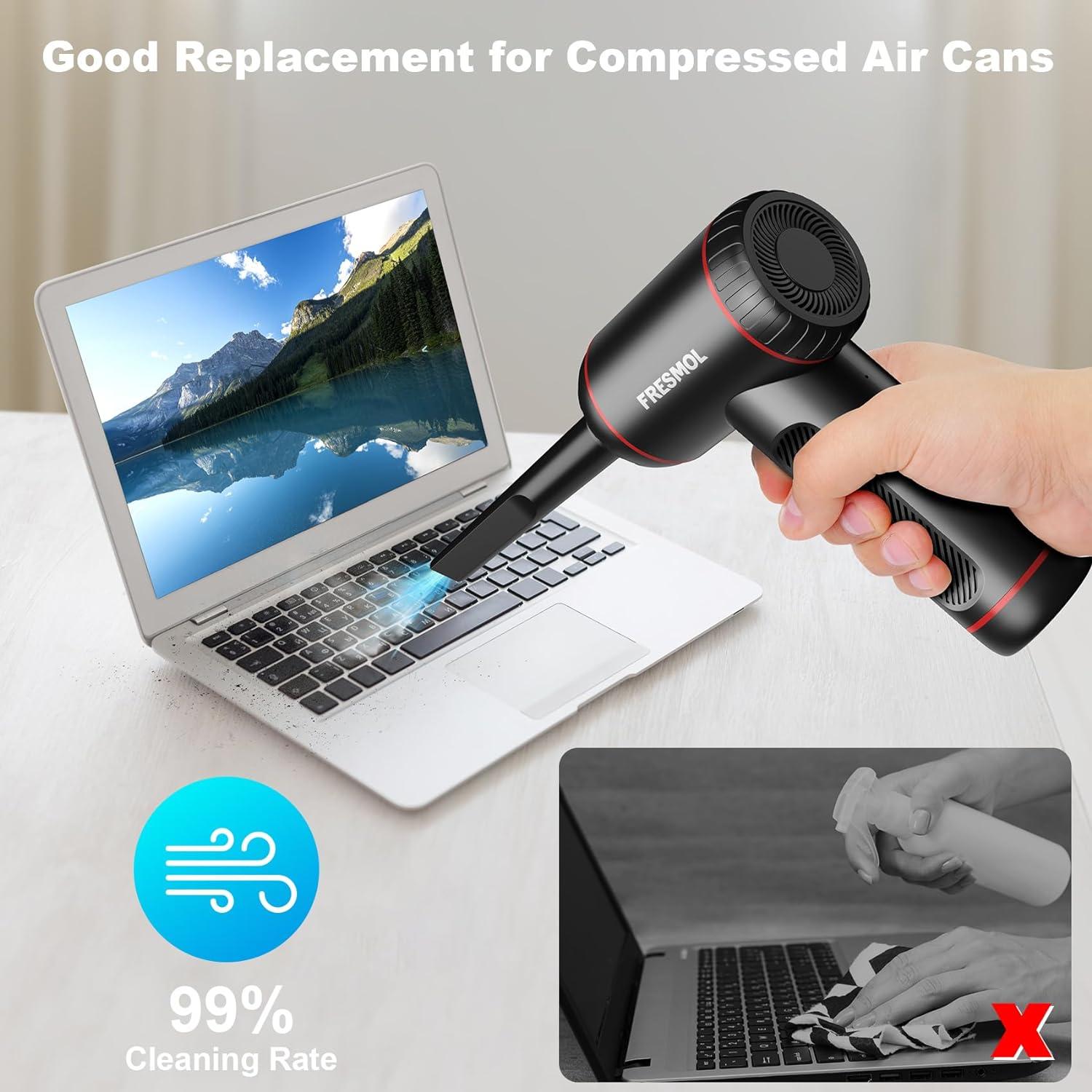 Compressed Air Duster Electric Air Duster Cordless Air Duster - 3 Gear Type-C Rechargeable with LED Light, Compressed Air for Computers, Key並行輸入 Compressed Air Duster Electric 130000RPM Turbo Jet Fan 80M⁄S High Speed for  Computers Cars Outdoor C