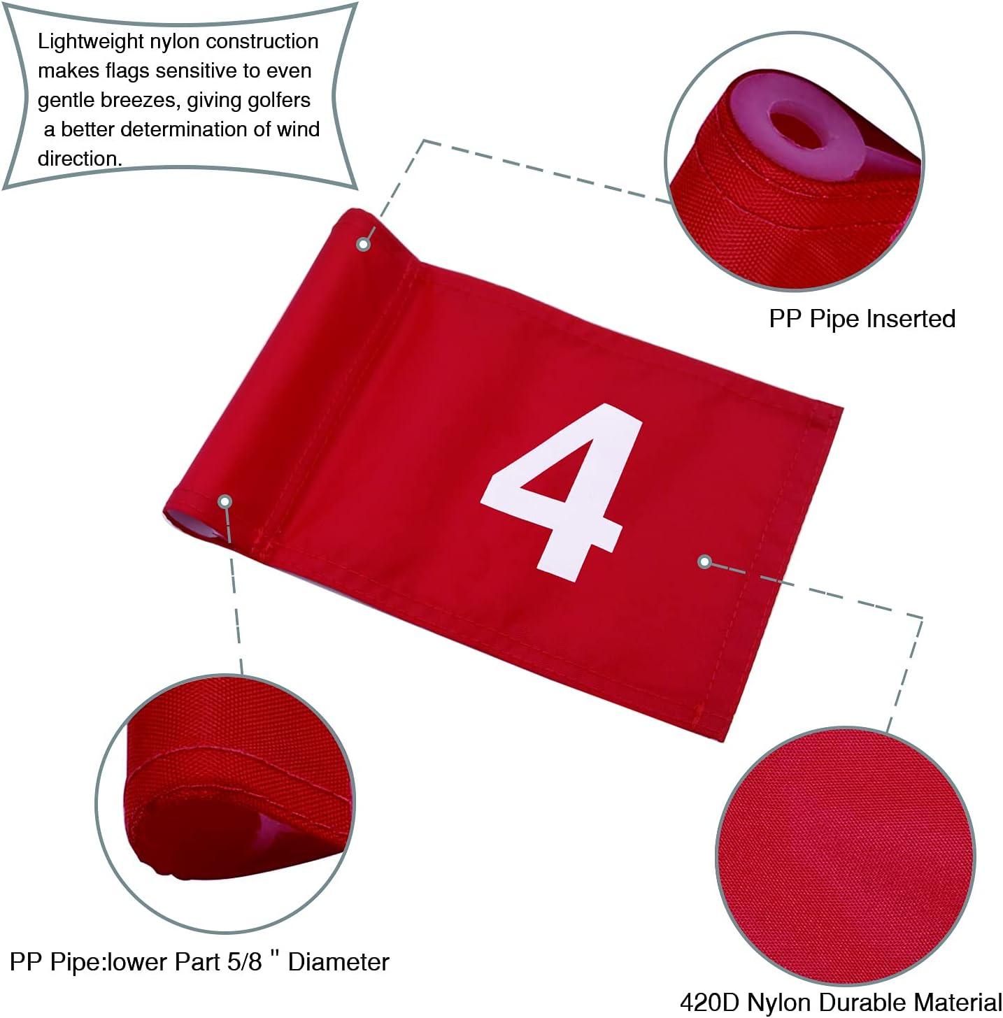 Numbered Solid Golf Flags with Tube Inserted,8 L x 6H Mini Putting