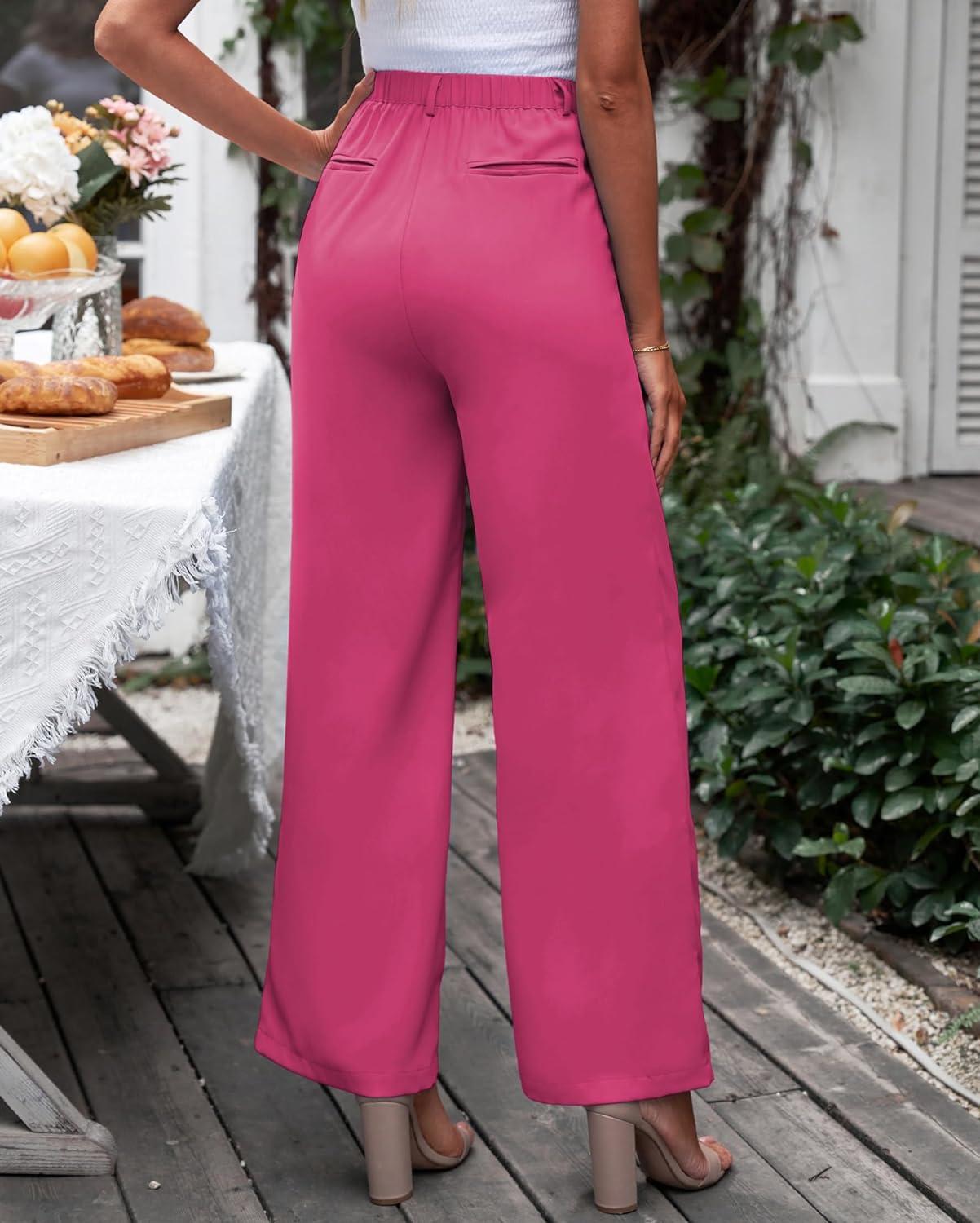 Vetinee High Waisted Wide Leg Dress Pants for Women - S Magenta | Business Office Trousers with Pockets | Buy Now with Express International Delivery | GoSupps.com Vetinee High Waisted Wide Leg Dress Pants for Women - S Magenta | Business Office Trousers with Pockets | Buy Now with Express International Delivery | GoSupps.com