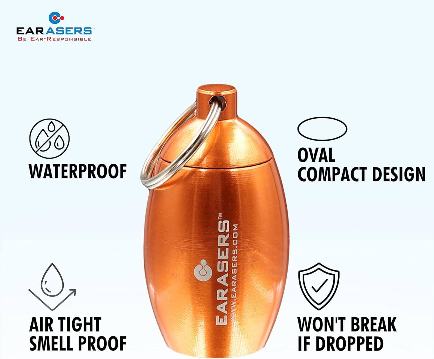 EARasers Earplugs Keychain Carrying Case Aluminium Waterproof Ear