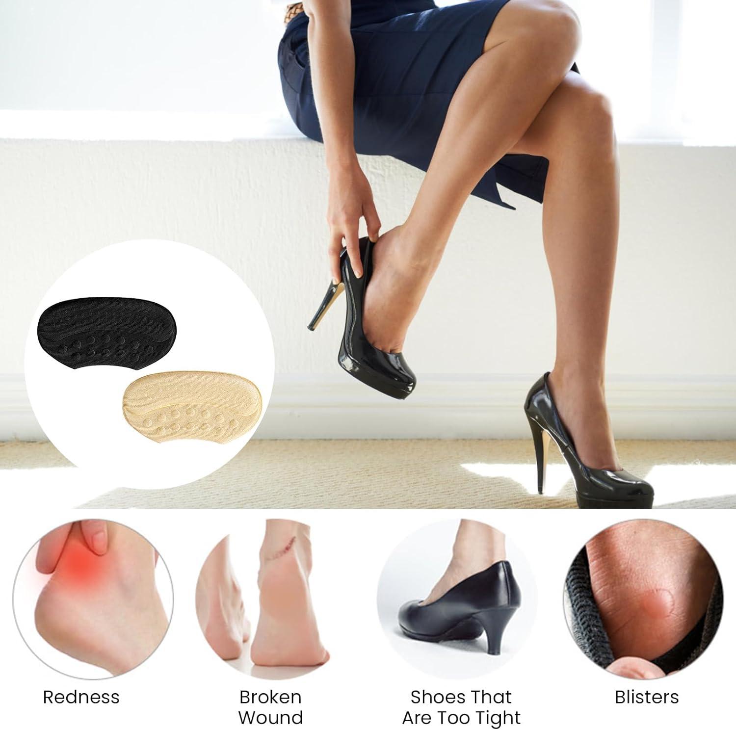 2 Pair Heel Grips Heel Cushion Pads Self Adhesive Heel Pads Shoe Size