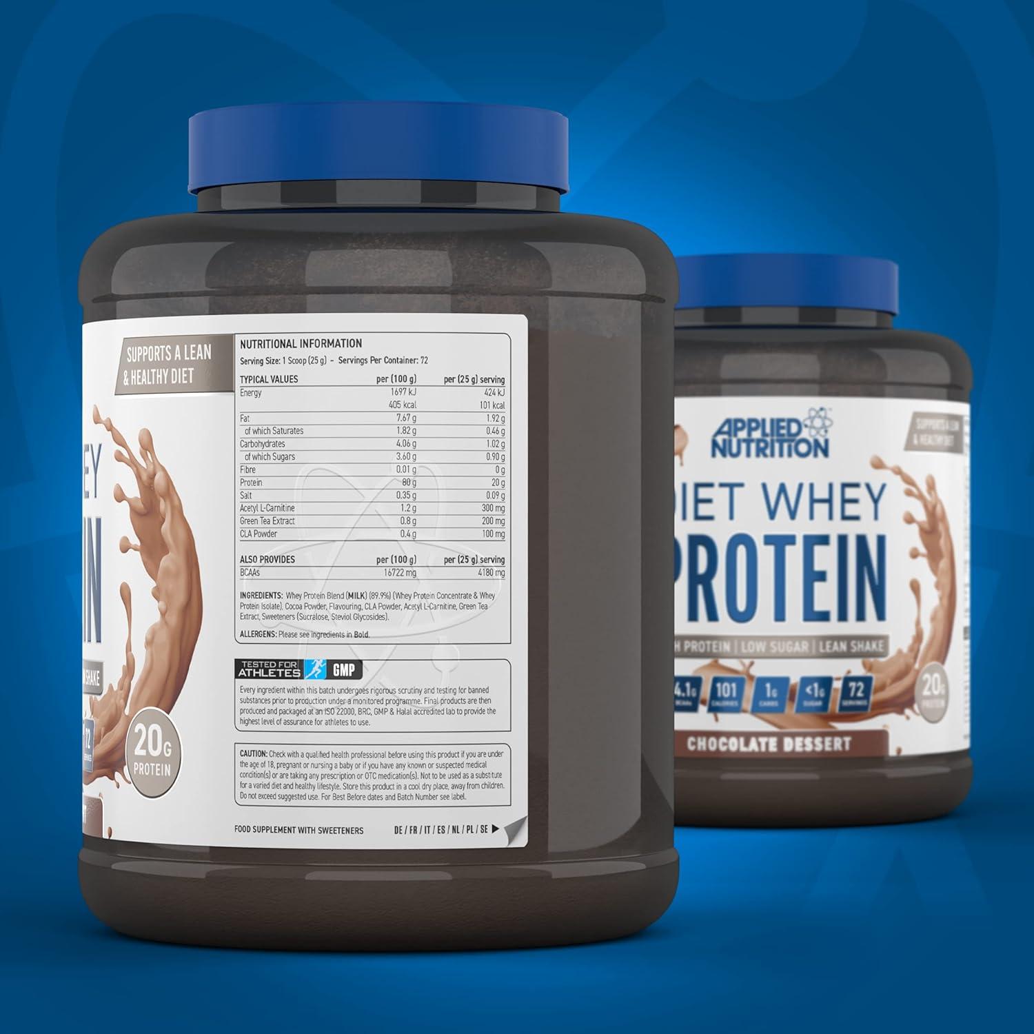 Applied Nutrition Diet Whey 1.8kg - High Protein & Low Carb Chocolate  Dessert Powder with CLA, L Carnitine, Green Tea for Weight Management - 72  Servings | Buy Now with Express International Delivery | GoSupps.com