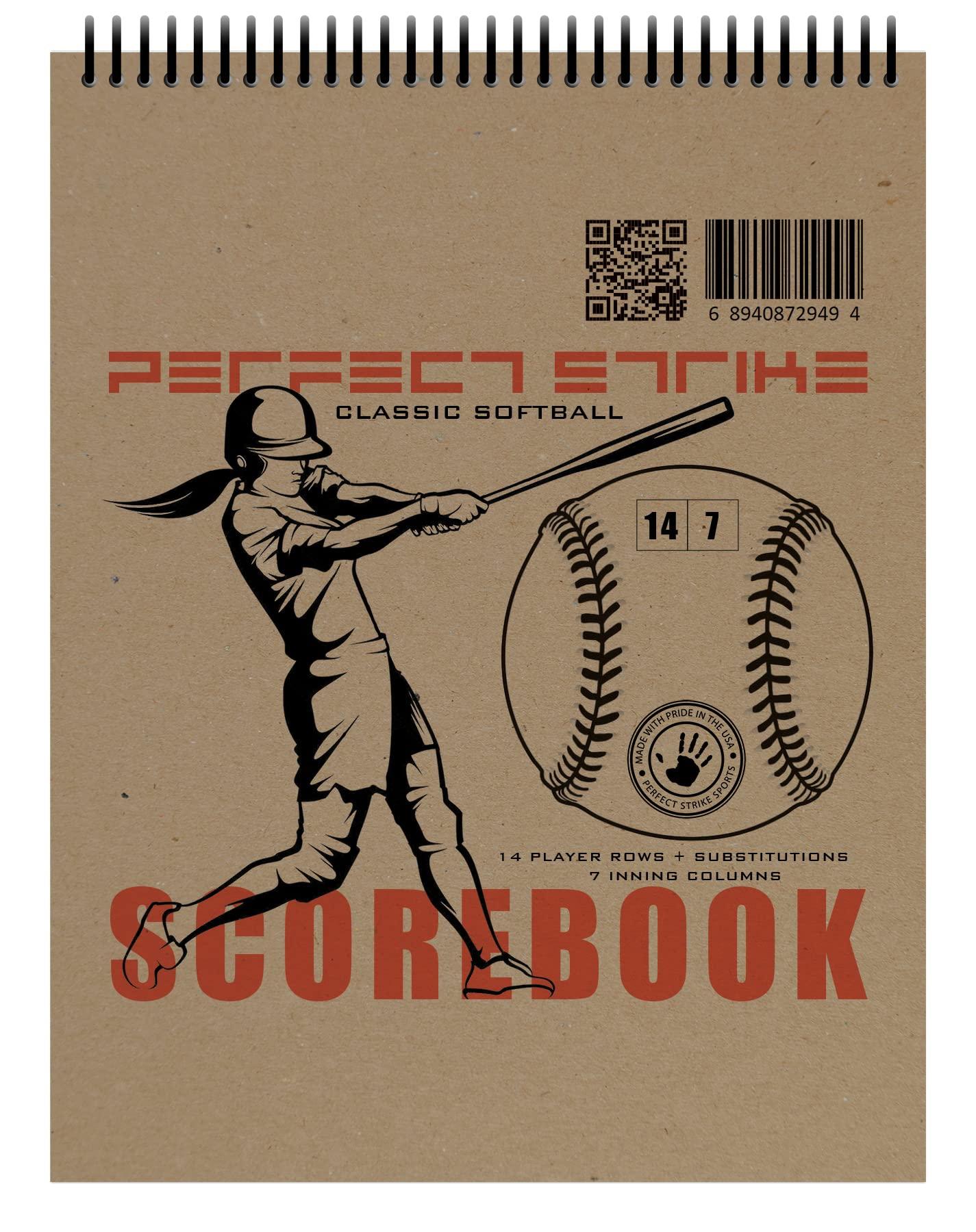 Perfect Strike Softball SCOREBOOK with Rules and Scoring Instructions Heavy Duty. Great for