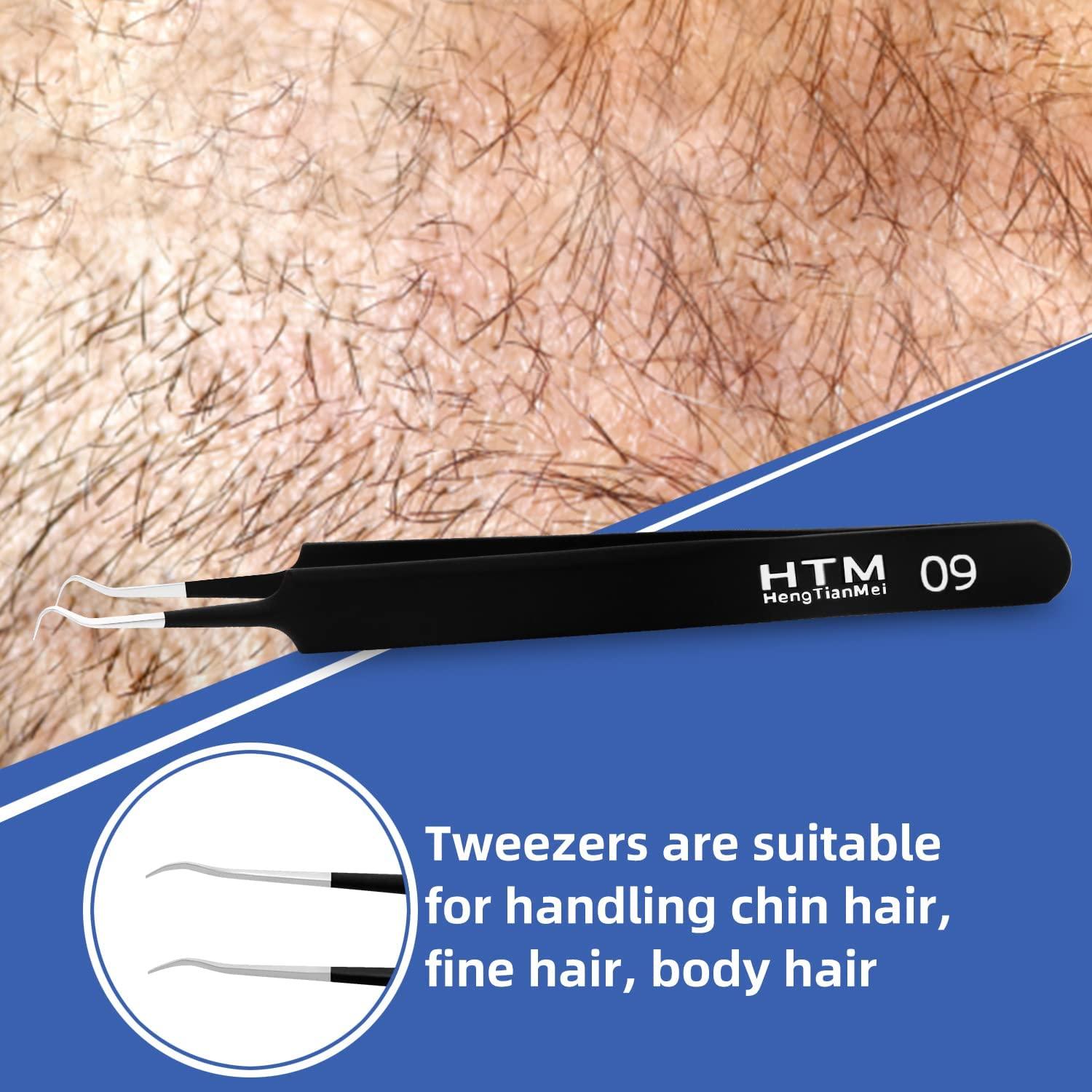 HengTianMei Precision Tweezers Set, ESD AntiStatic Stainless Steel