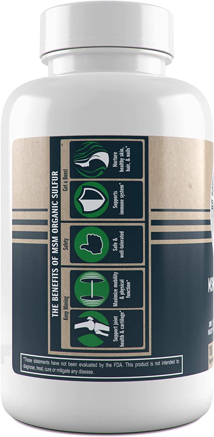 500mg MSM Organic Sulfur Capsules by No Boundaries Health and Wellness