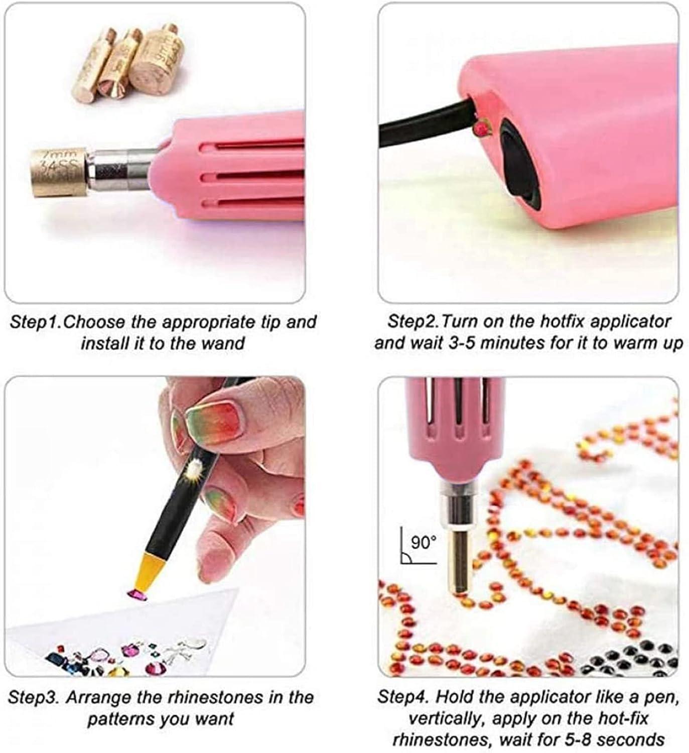 Fast Heated Hotfix Rhinestone Pink Choice Hot Fix Applicator Iron-on Wand  Heat-fix Tool Gun 7 Tips Garment Beads Dropshipping