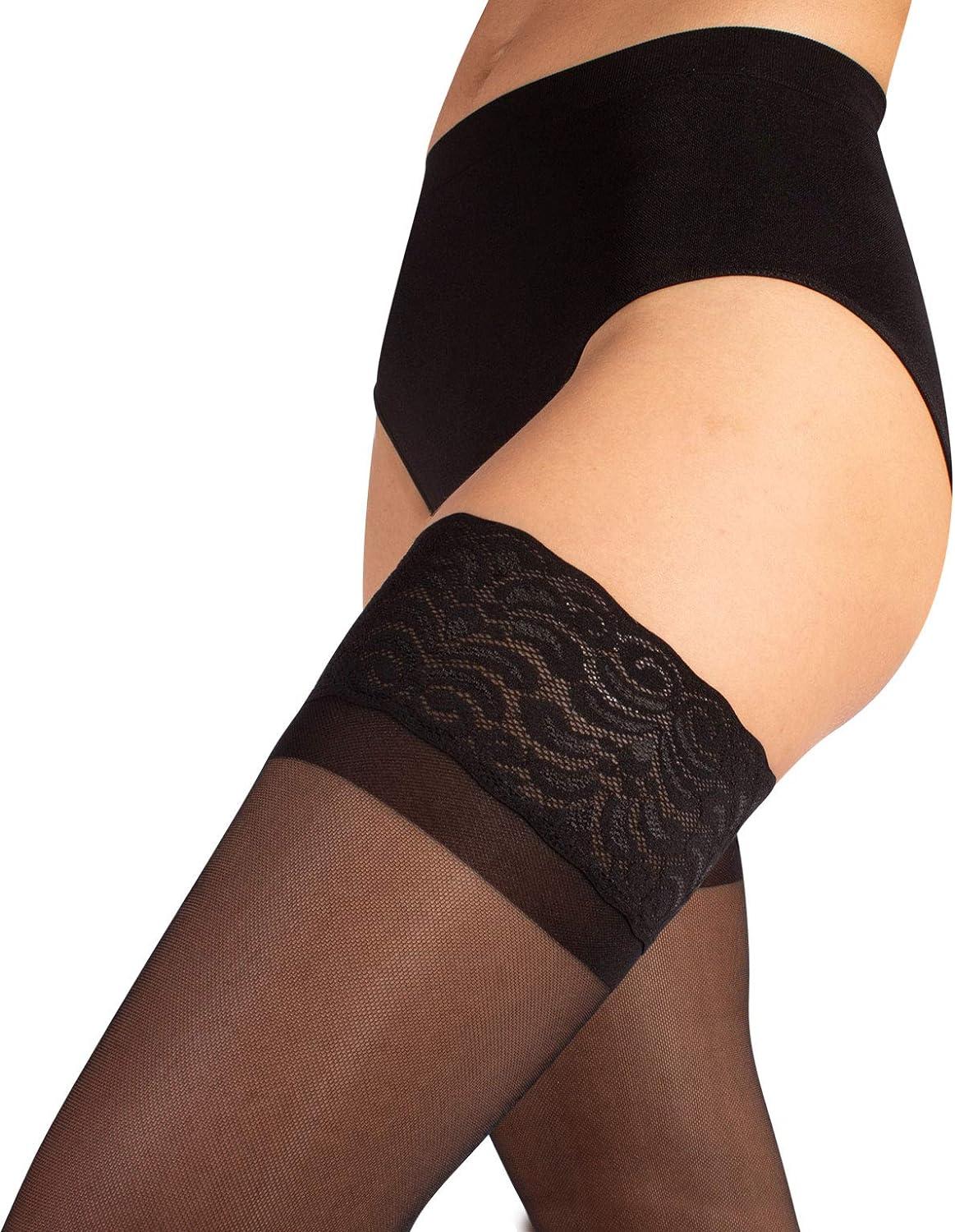 Medical Stay-Up Compression Stockings Class 2, Open Toe, Black - View #12