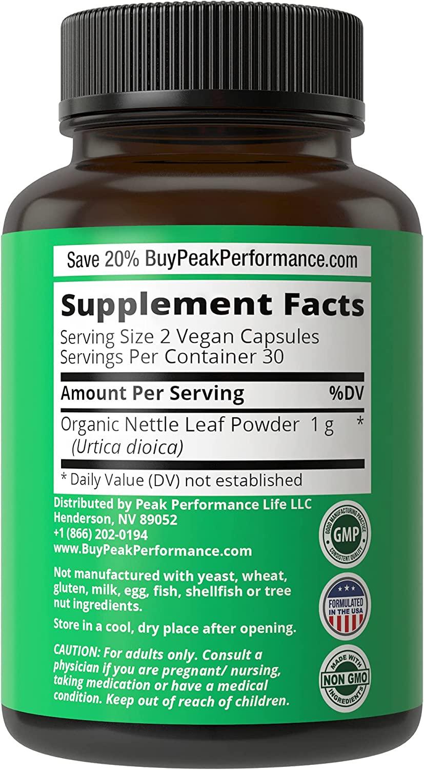 Stinging Nettle Leaf Capsules for Prostate, Hair Growth & Allergy