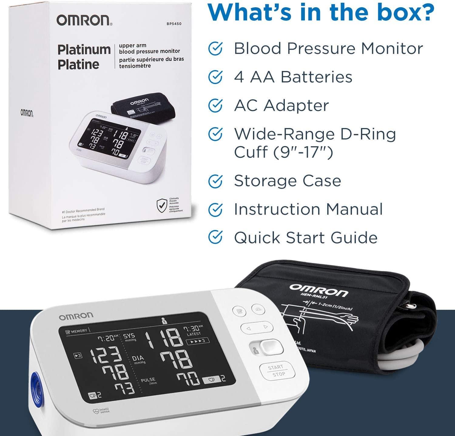 Omron Silver Blood Pressure Monitor, Upper Arm Cuff, Digital Bluetooth  Blood Pressure Machine, Storesup To 80 Readings 