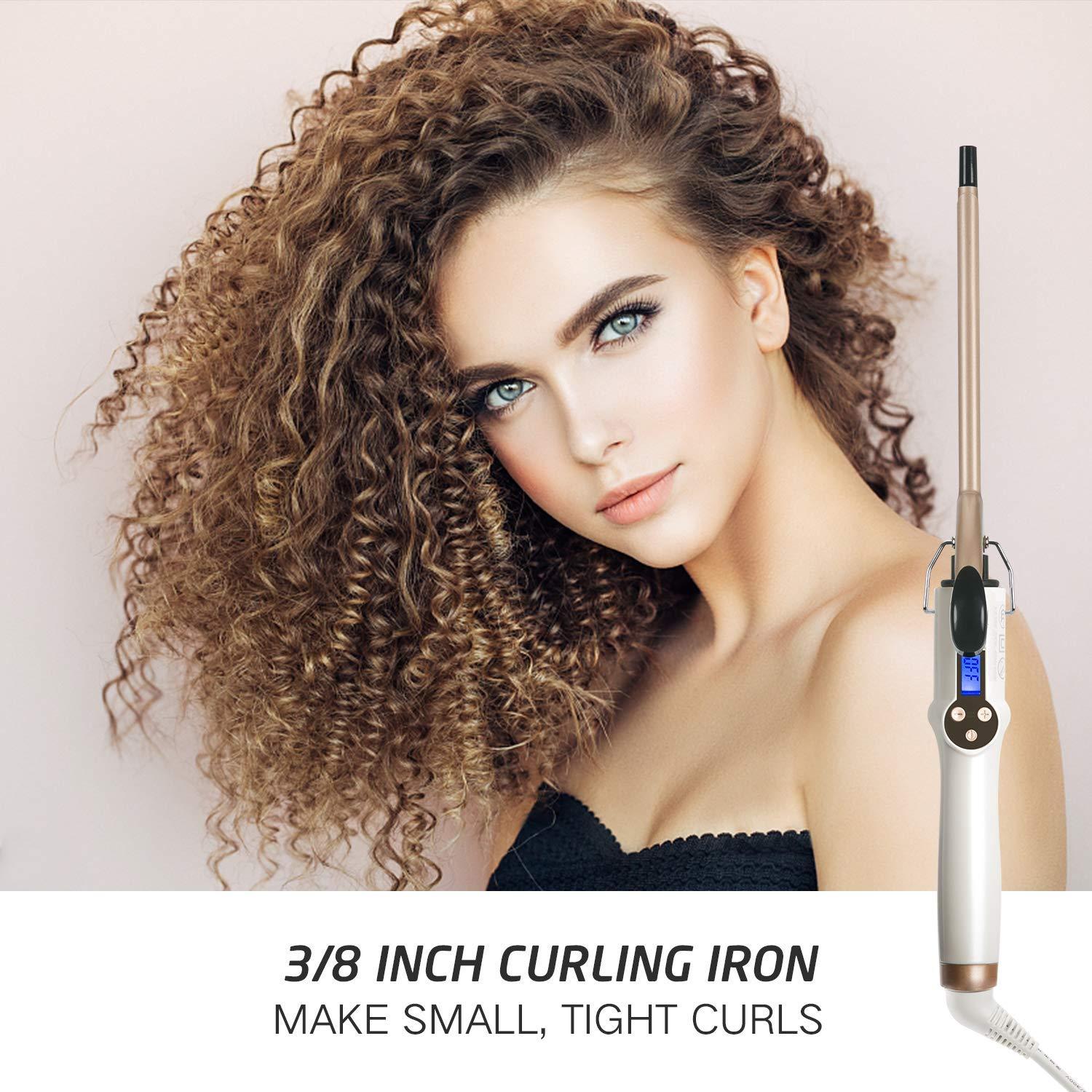 9mm Curling Iron Professional, 3/8 Inch Ceramic Tourmaline Curl Wand  Barrel, Hair Curler Iron for Long & Short Hair