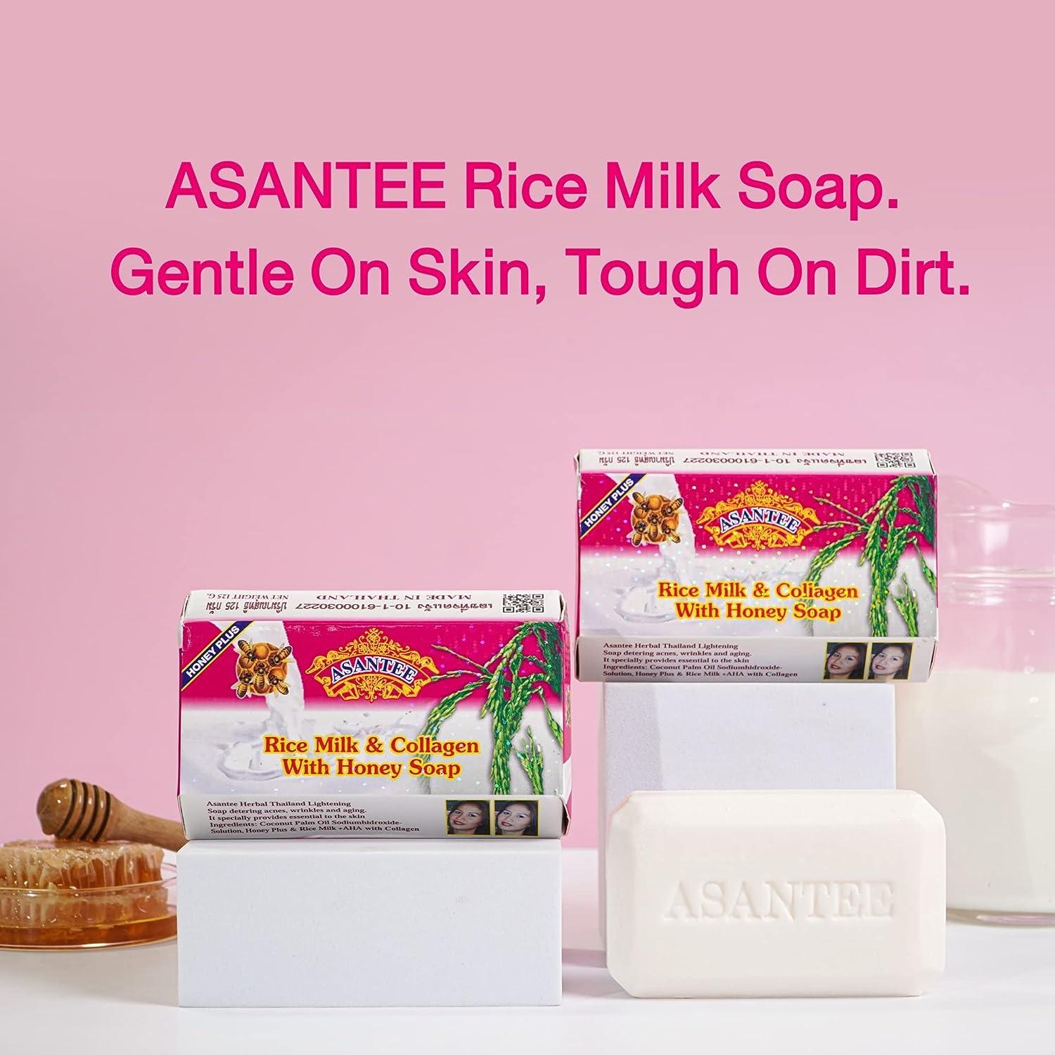 Asantee Rice Milk with Collagen and Honey Luxurious Body Soap for