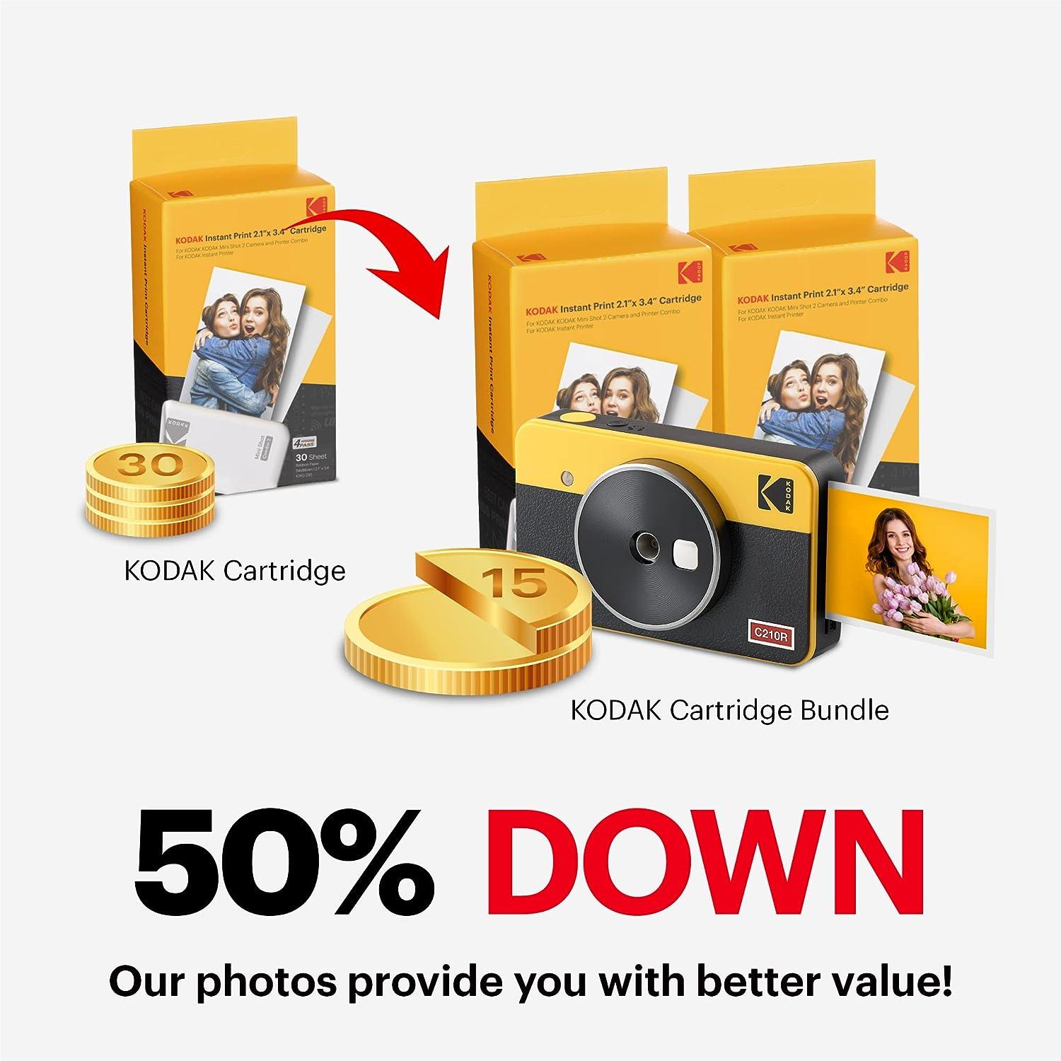 KODAK Mini Shot 2 Retro 4PASS 2-in-1 Instant Camera & Printer + 68