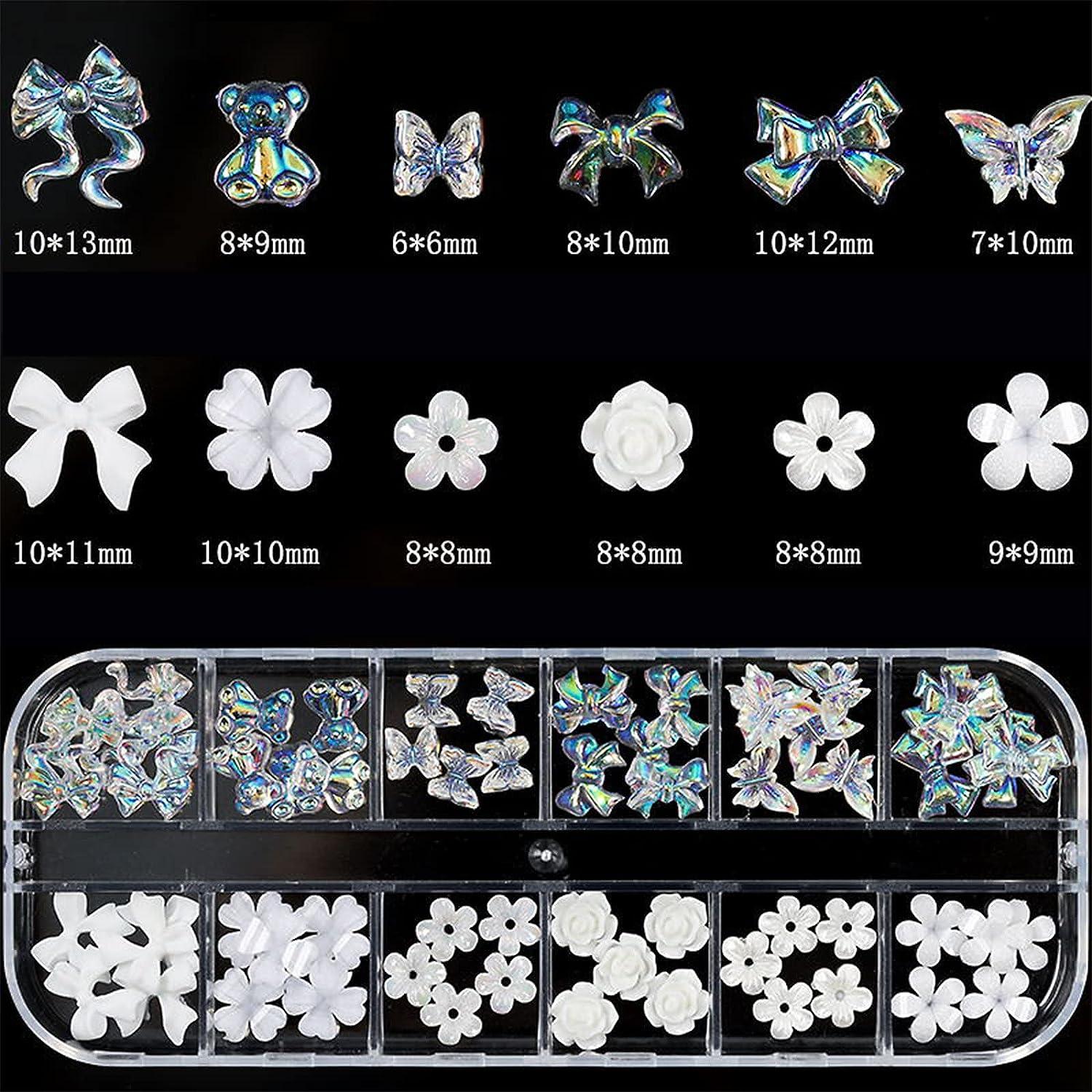 RODAKY 3D Nail Charms for Acrylic Nails Butterfly Flower Bear Nail Art  Crafts Diamond for Nails Decoration Pearl Metal Nail Flatback Gem Crystal  Rhinestones for Nail Design Charms DIY Crafts