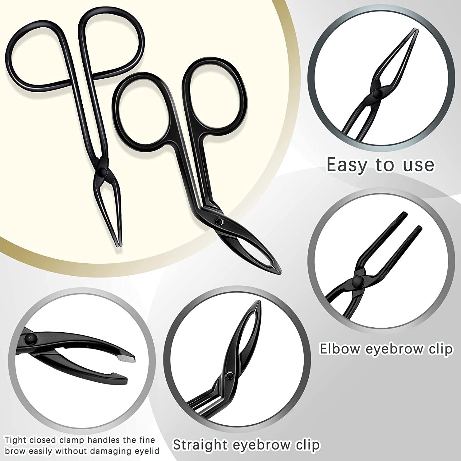 6 Pieces Scissors Shaped Eyebrow Tweezers Flat Tip Tweezers Hair