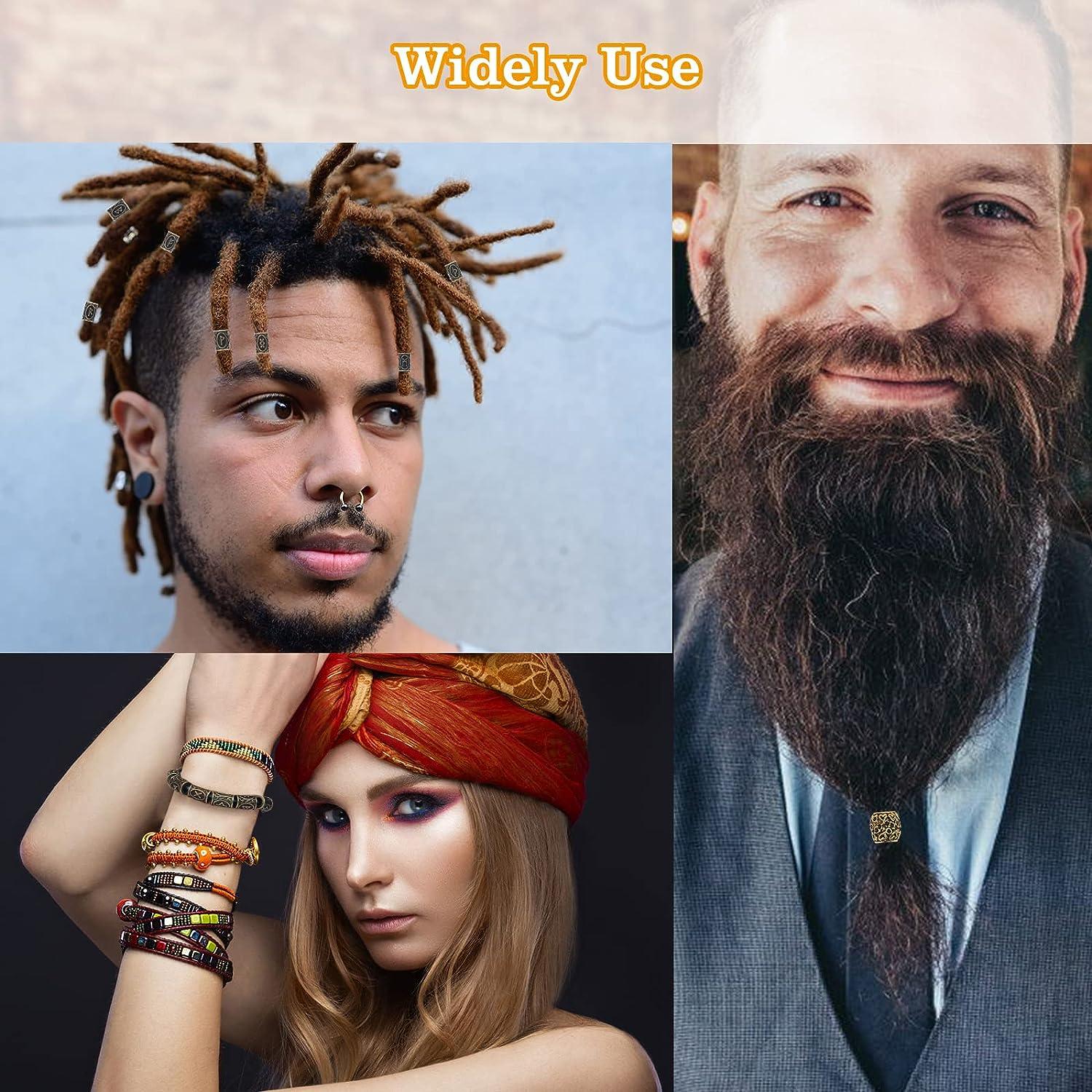 110 PCS Viking Beard Beads AngleKai Gold Hair Accessories for Viking Hair  Beads Beard Braiding Kits for Men and Women Clear Gold
