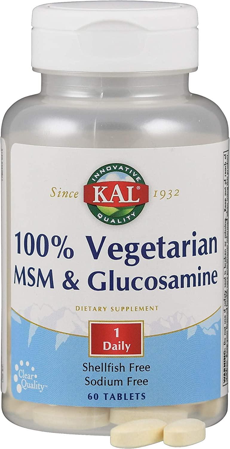 KAL 100 Vegetarian MSM and Glucosamine Tablet 500mg (60 Count) Joint
