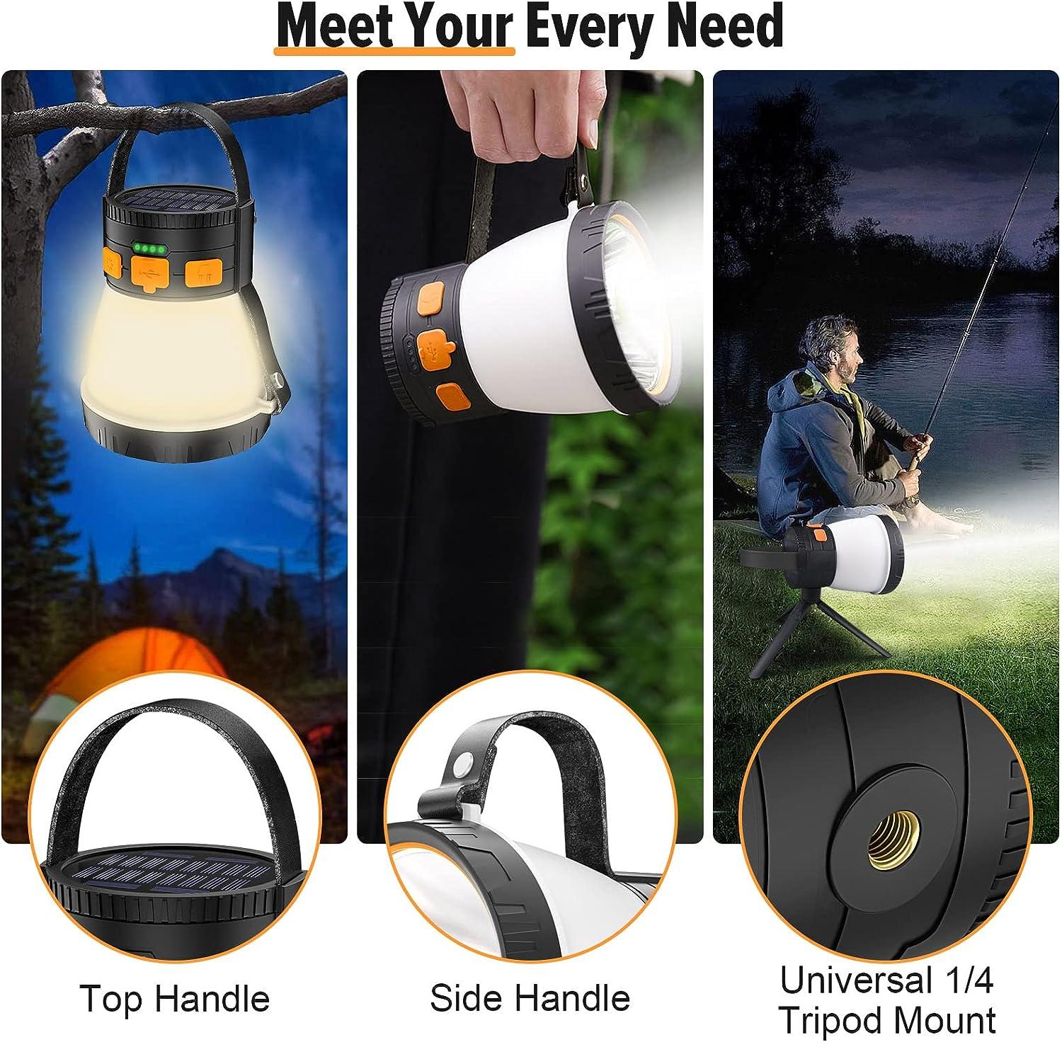 Outdoor Solar LED Camping Lights USB Rechargeable Tent Portable