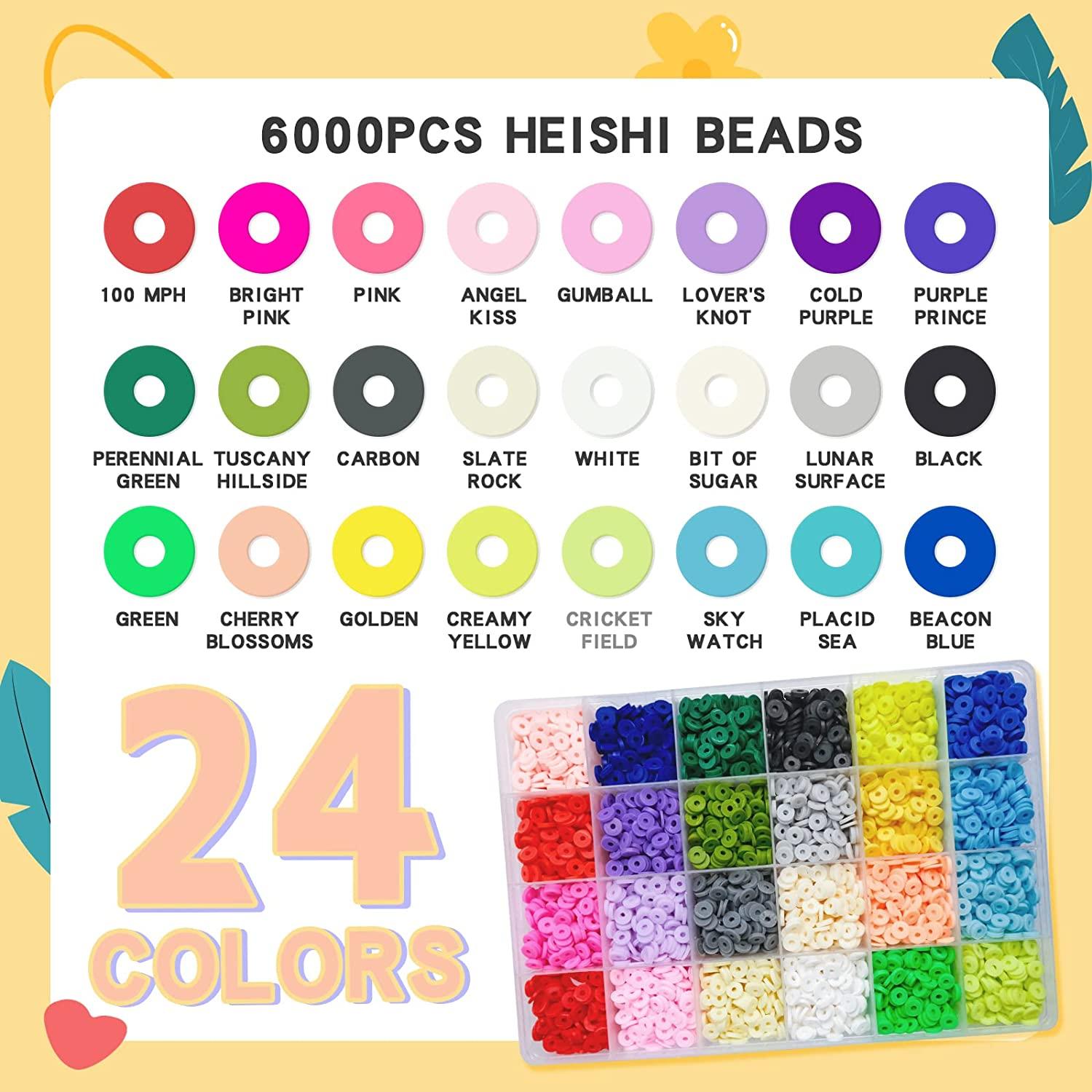 7200 Clay Beads Bracelet Making Kit, 24 Color Spacer Flat Beads