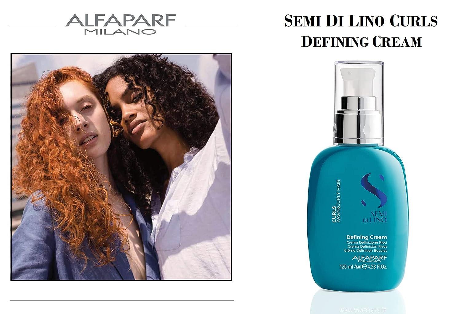 Alfaparf Milano Semi Di Lino Curls Defining Cream for Wavy and Curly Hair -  Hydrates and Nourishes - Reduces Frizz - Humidity and Thermal Protection -  Vegan-Friendly Formula - 4.23 fl. oz.