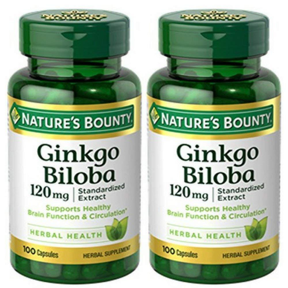 Nature's Bounty Ginkgo Biloba 120mg Standardized Extract 100 Count x 2 Bottles