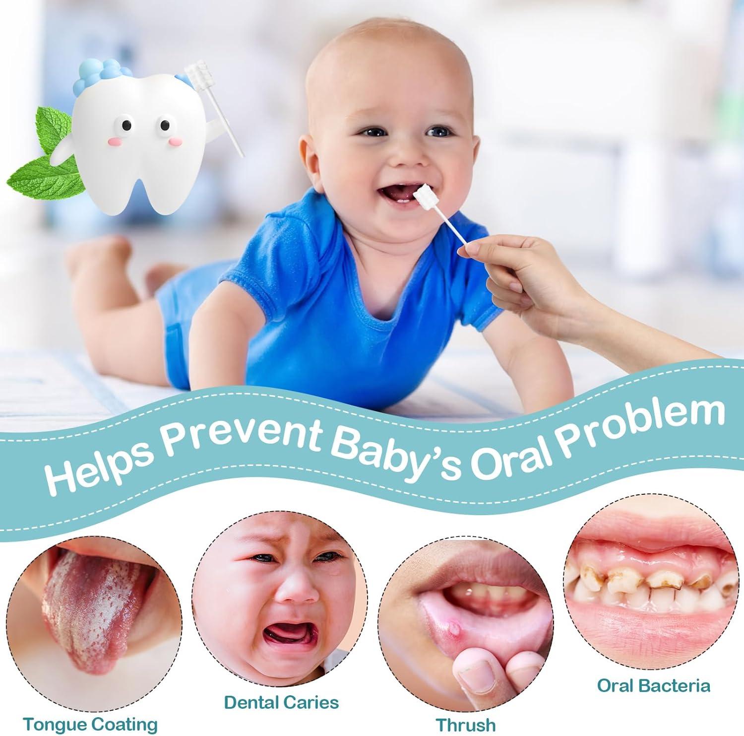 200 Pack Baby Tongue Cleaner Finger Toothbrush Set Soft Gauze