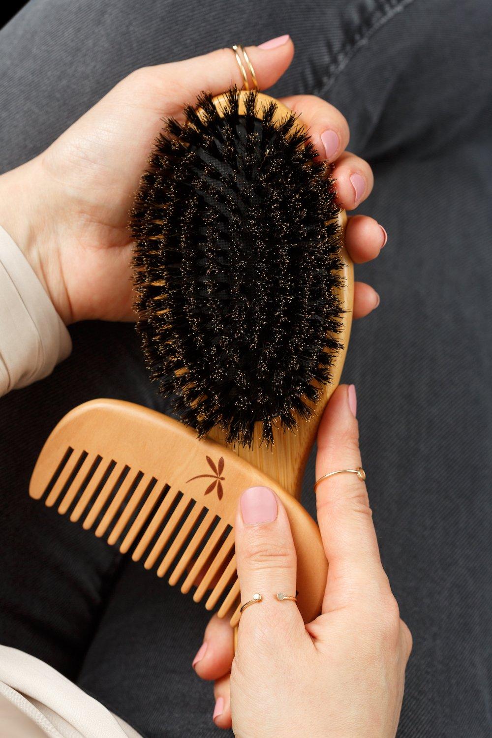  Belula 100% Boar Bristle Hair Brush Set (Medium). Soft Natural  Bristles for Thin and Fine Hair. Restore Shine And Texture. Wooden Comb,  Travel Bag and Spa Headband Included! : Beauty