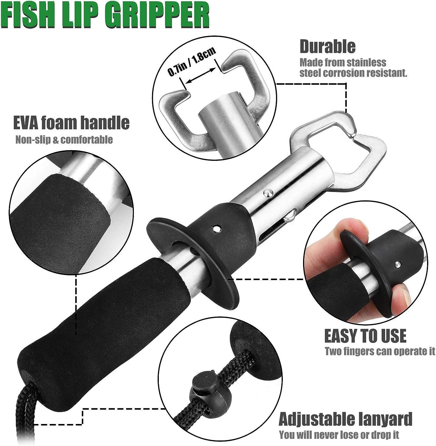 EEEKit Fishing Pliers, Fish Lip Gripper Muti-Function Fishing Pliers Hook  Remover Split Ring, Fly Fishing