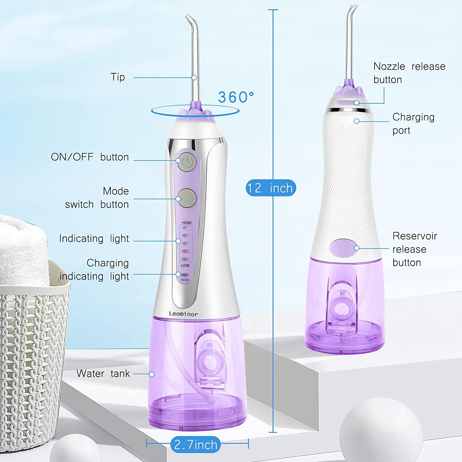 Leominor Cordless Water Flosser Professional Oral Irrigator 2021