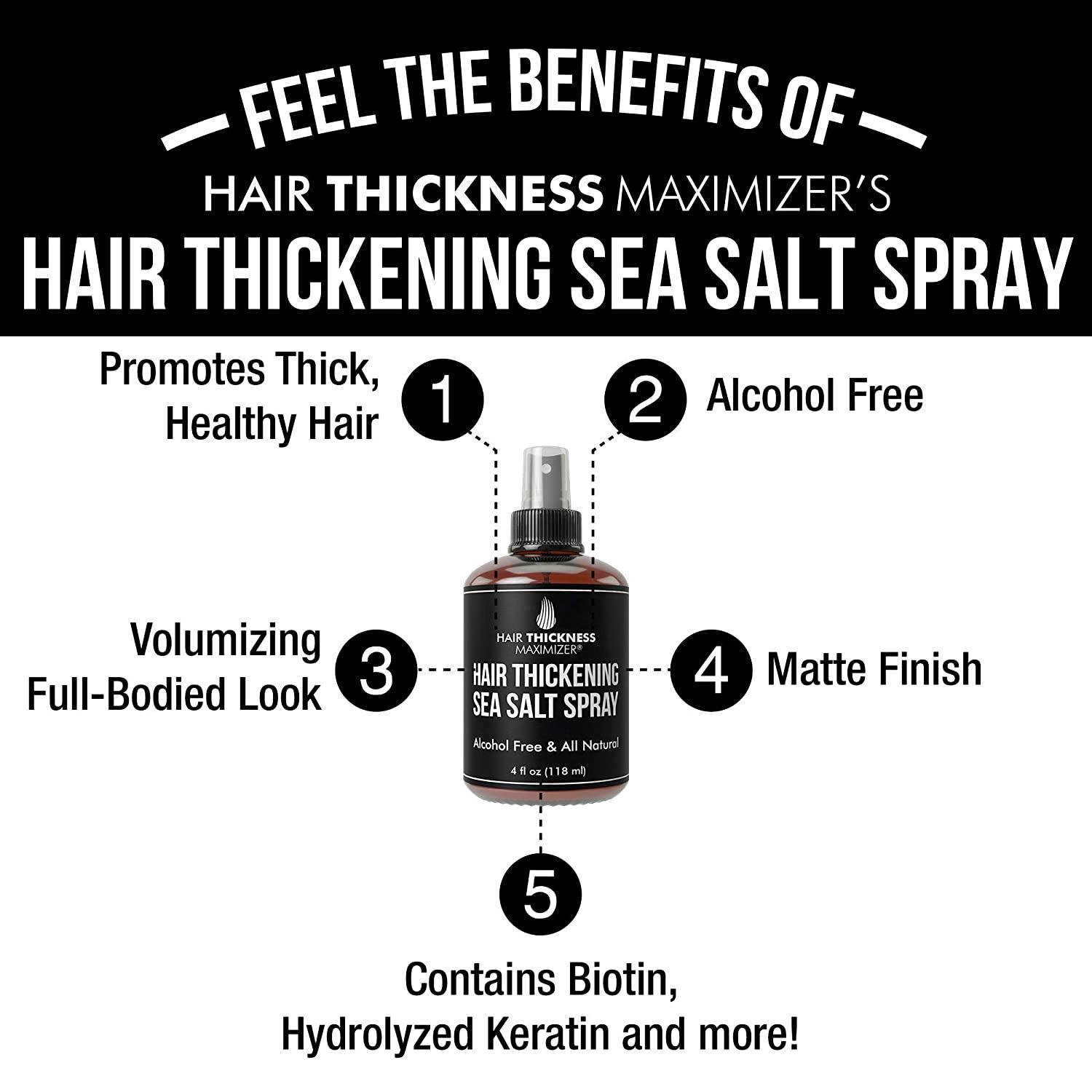 Sea Salt Spray For Hair Thickening. For Men and Women. With Biotin,  Keratin, No Alcohol. Great for Hair Growth, Beard. Volumizer + Texture.  Stop Hair Loss and Thinning. Sea Salt Water Hair