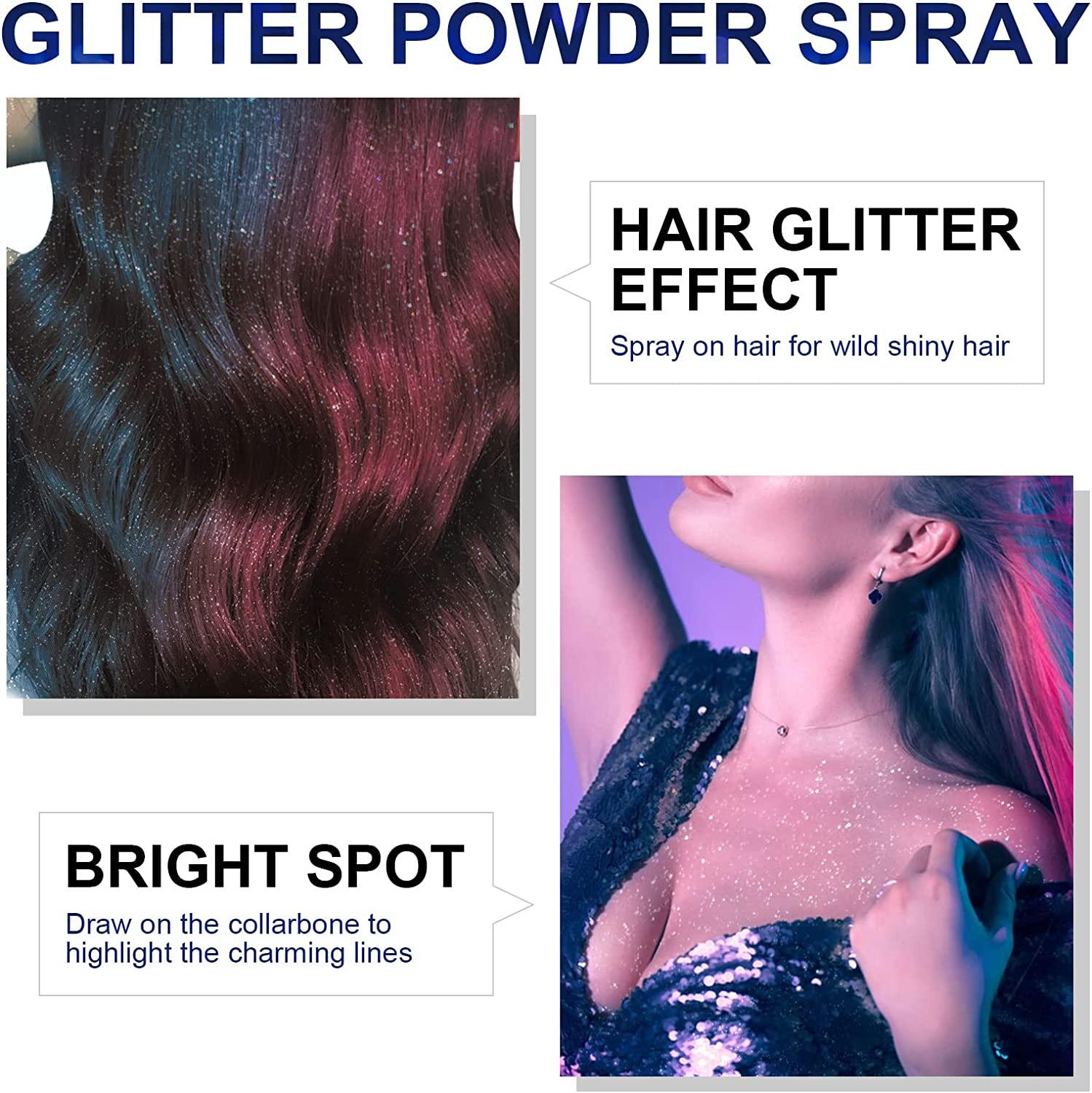 Hair Body Glitter Spray - 60ML Body Glitter Body Spray, Fairy Body Glitter  Spray for Hair and Body for Women, Long-Lasting & Easy to Use, Glitter