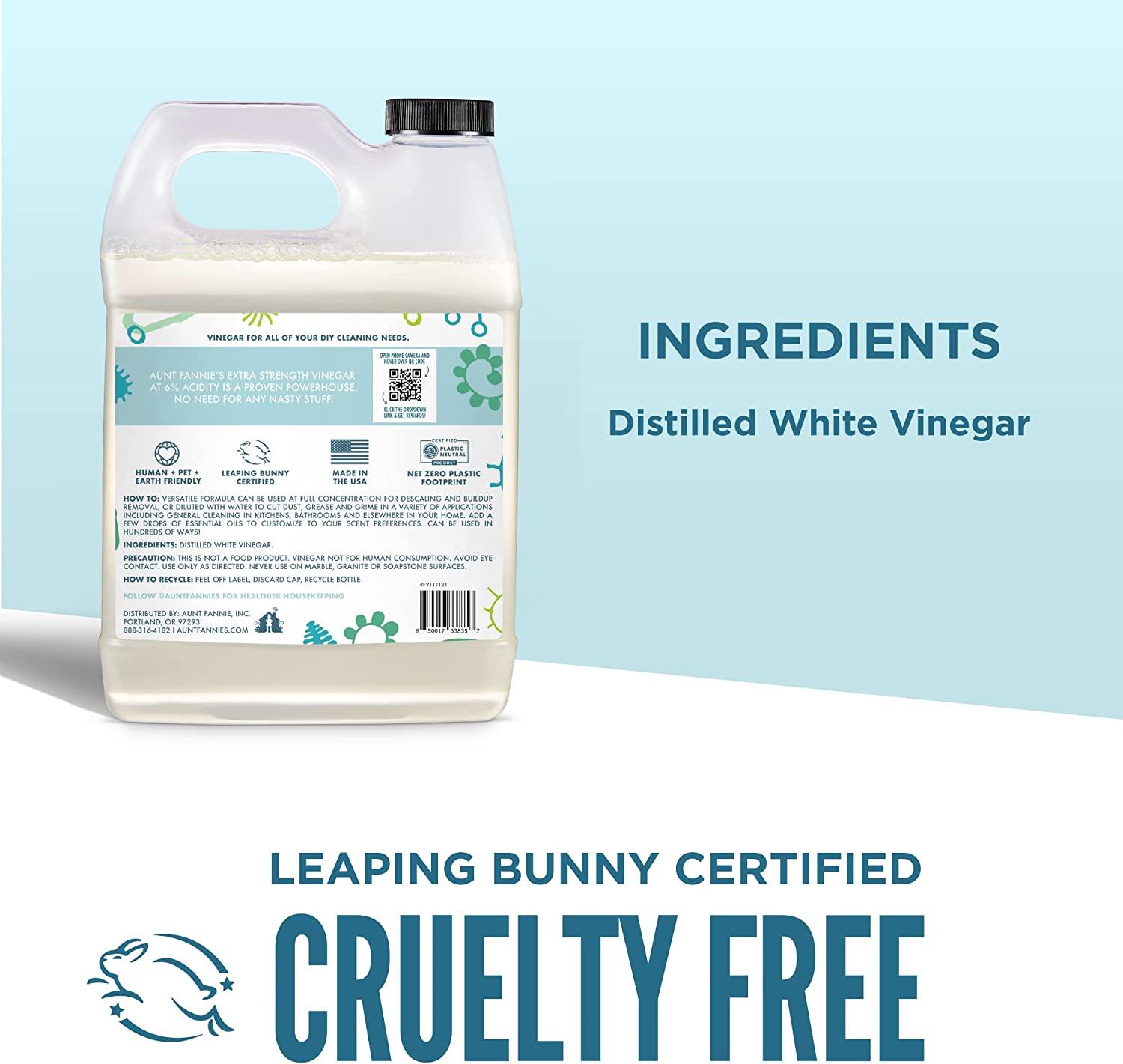 Aunt Fannie's All Purpose 6 Distilled White Cleaning Vinegar, 33 Ounce, Multipurpose Household