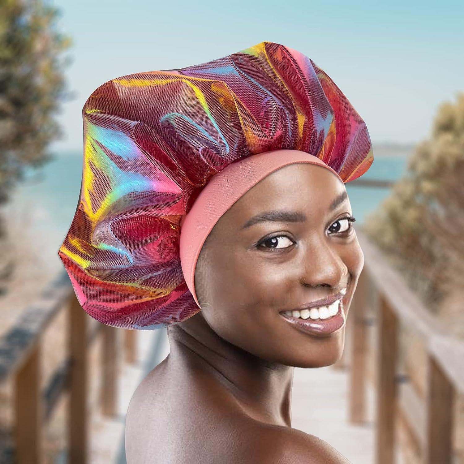 3PCS Satin Hair Bonnets for Black Women and Girls Large Band