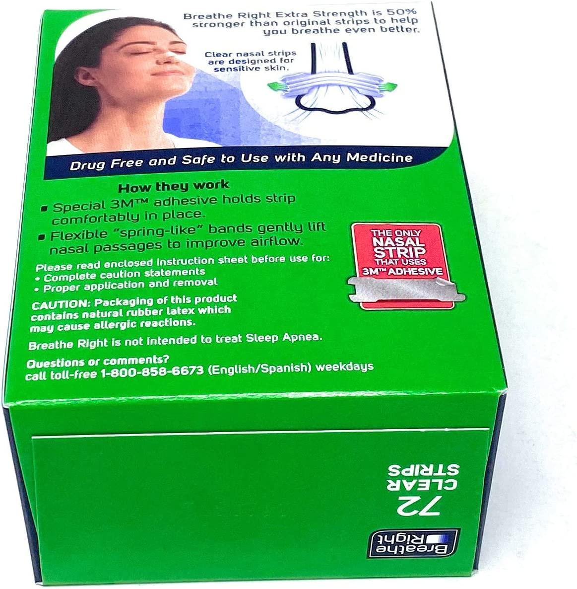 Breathe Right Nasal Strips Extra Clear 72 Clear Strips for Sensitive Skin