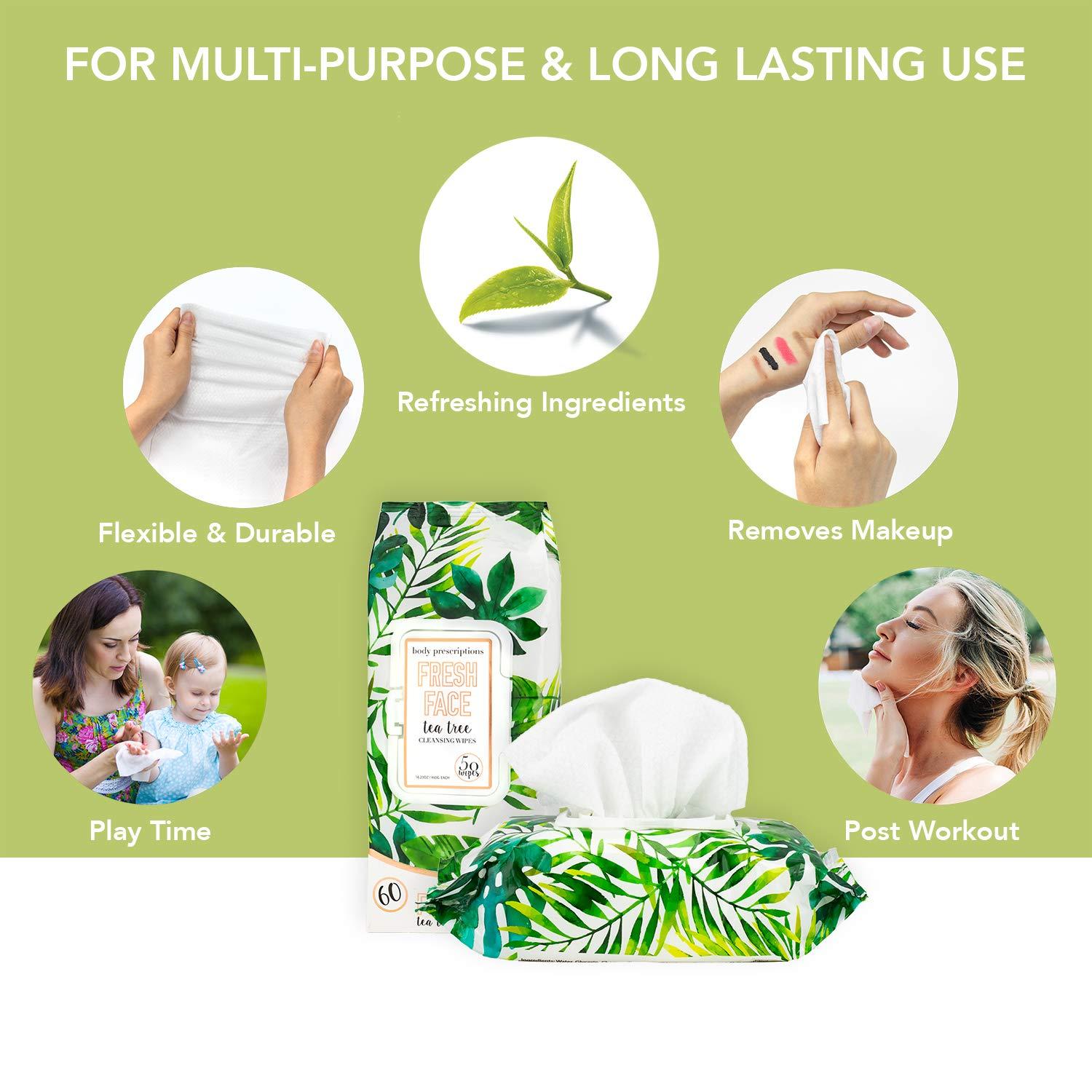 Body Prescriptions Makeup Remover Wipes Bulk Pack of 2, 100 Facial 