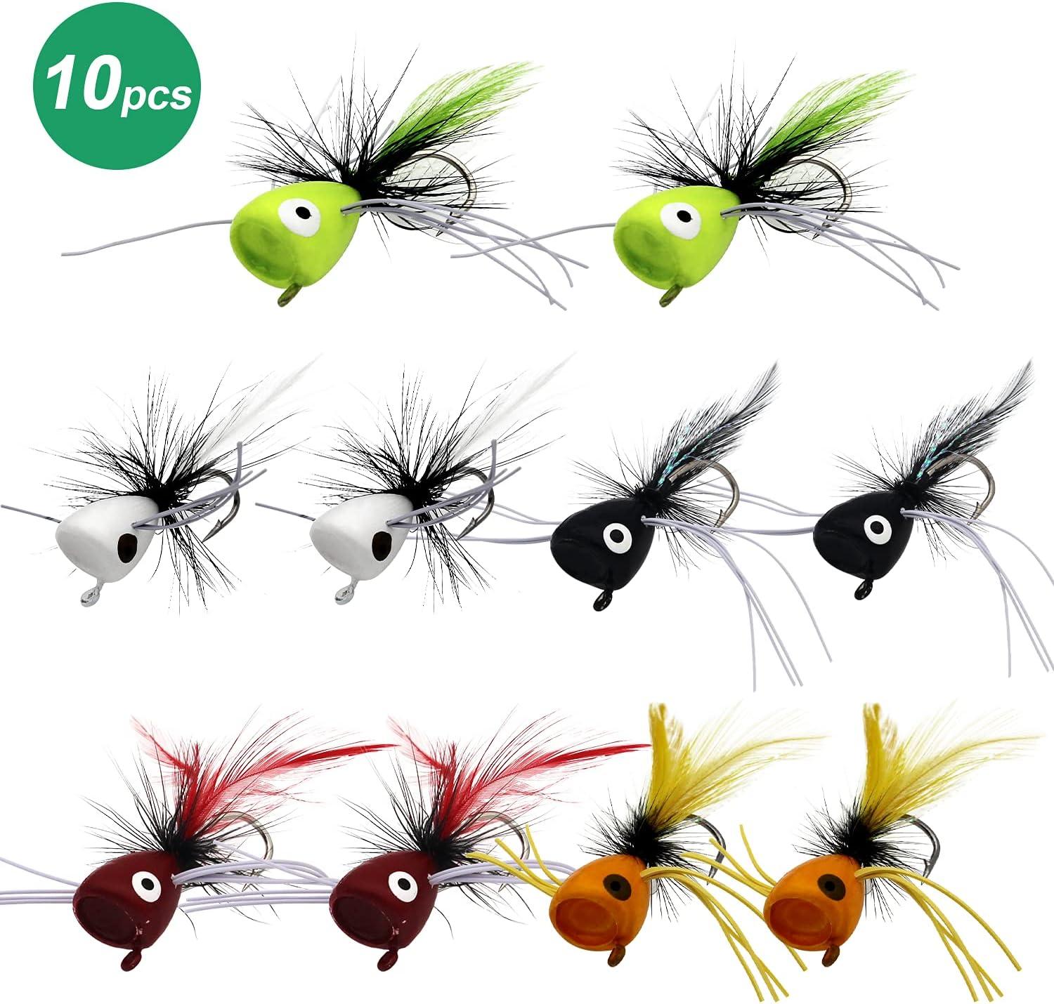 Foam Fishing Lures 10pcs Fly Fishing Poppers - Size 6 Topwater Bass Flies In 5 Colors For Freshwater Fishing Size 6 Foam Poppers - Foto 8