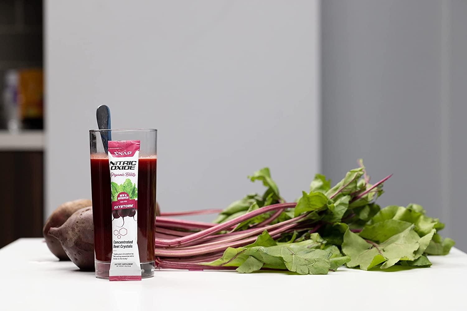 Snap Supplements Nitric Oxide Organic Beet Root Powder 10 Convenient Single Serve Packs for