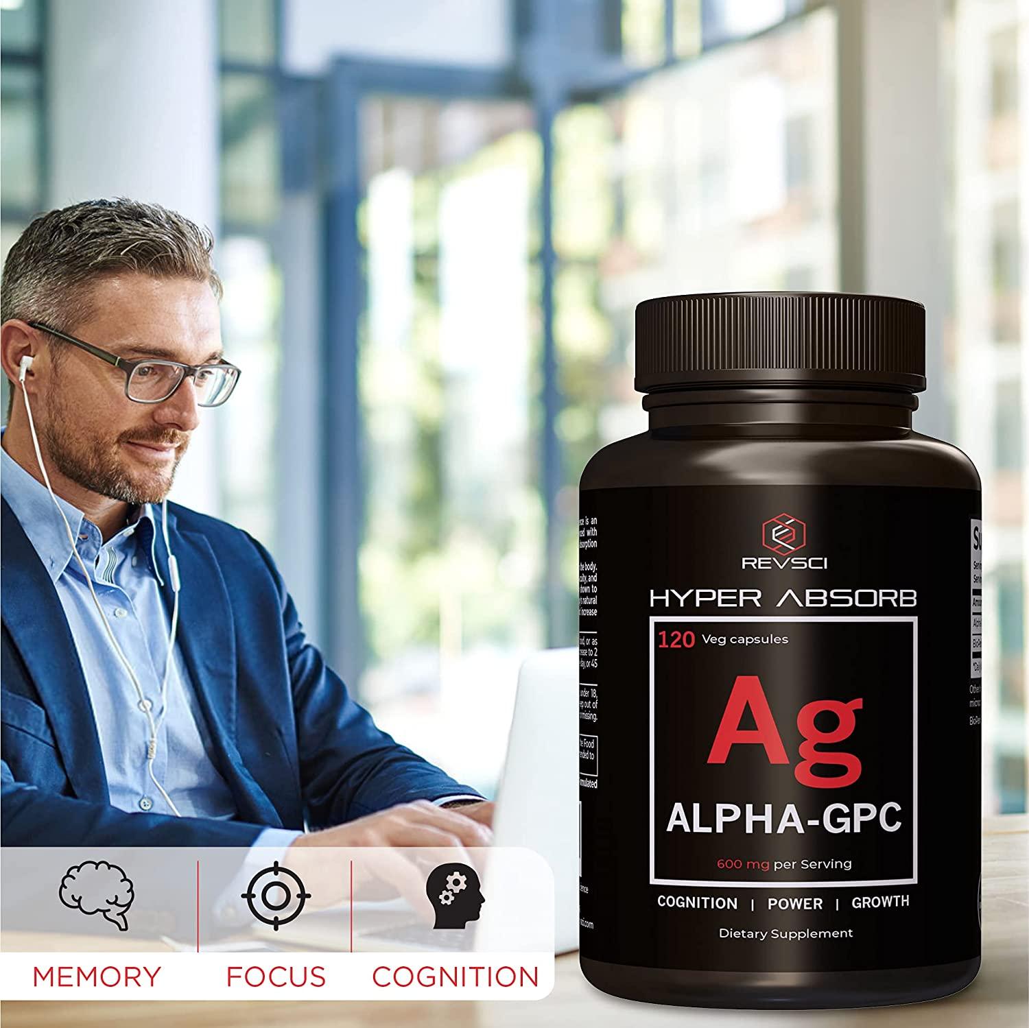 Alpha GPC Choline Supplements, 120 Hyper Absorb Capsules Alpha GPC